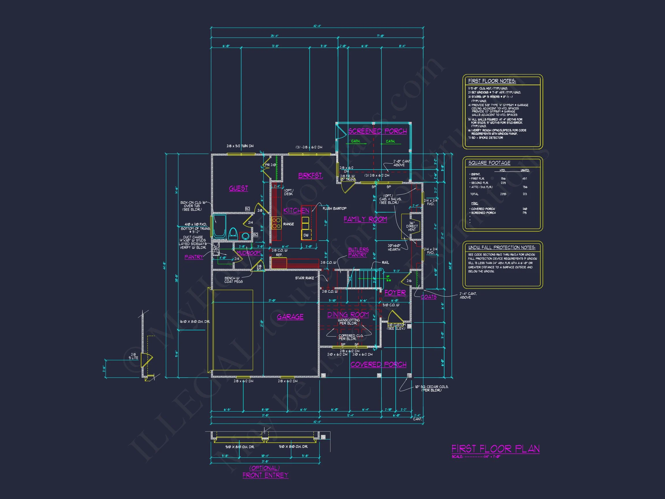 13-1427 HOUSE PLAN - 2, 300 Sq. Ft. Craftsman House Design | Blueprint Floor Plan CAD 8 2, 300 Sq. Ft. Craftsman house Design