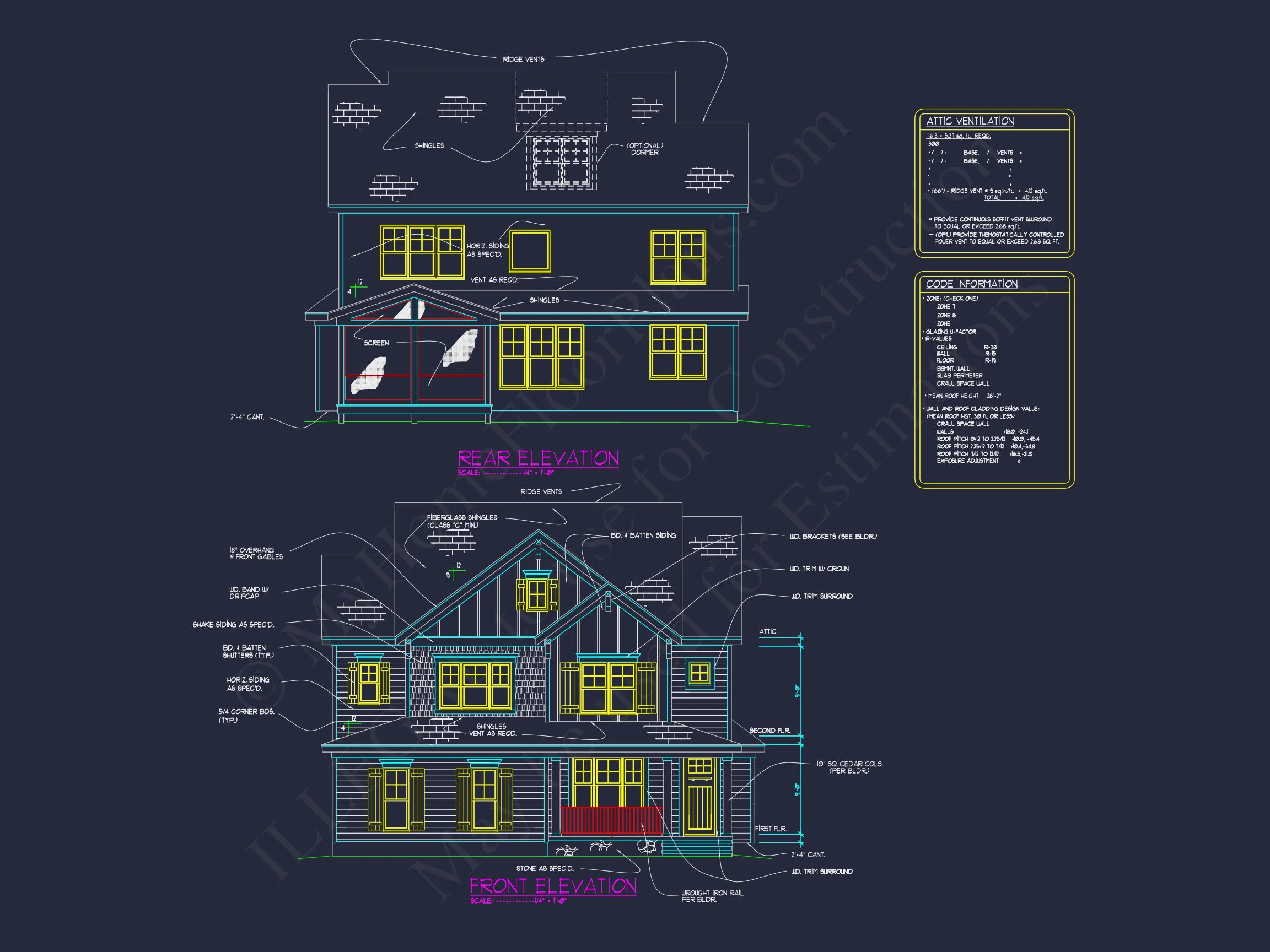 13-1427 HOUSE PLAN - 2, 300 Sq. Ft. Craftsman House Design | Blueprint Floor Plan CAD 3 Blueprint Floor Plan CAD