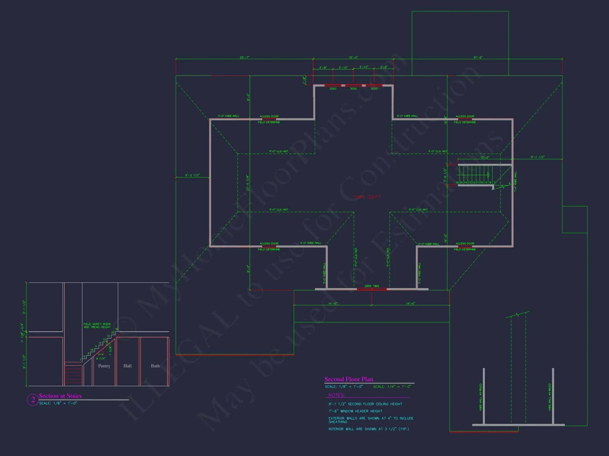 Spacious Craftsman house Plan with 1.5 Floors and CAD Designs
