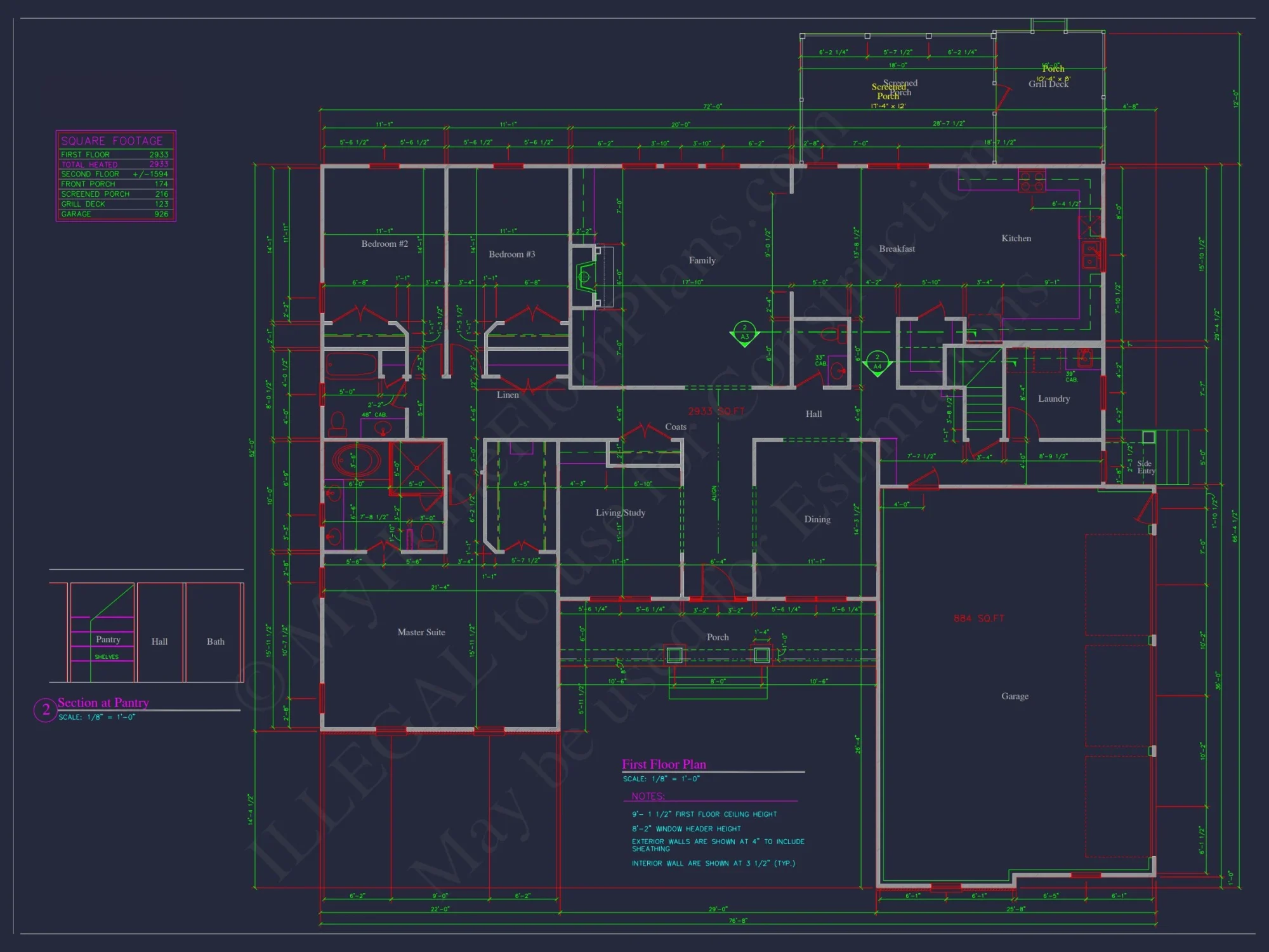 Spacious Craftsman house Plan with 1.5 Floors and CAD Designs
