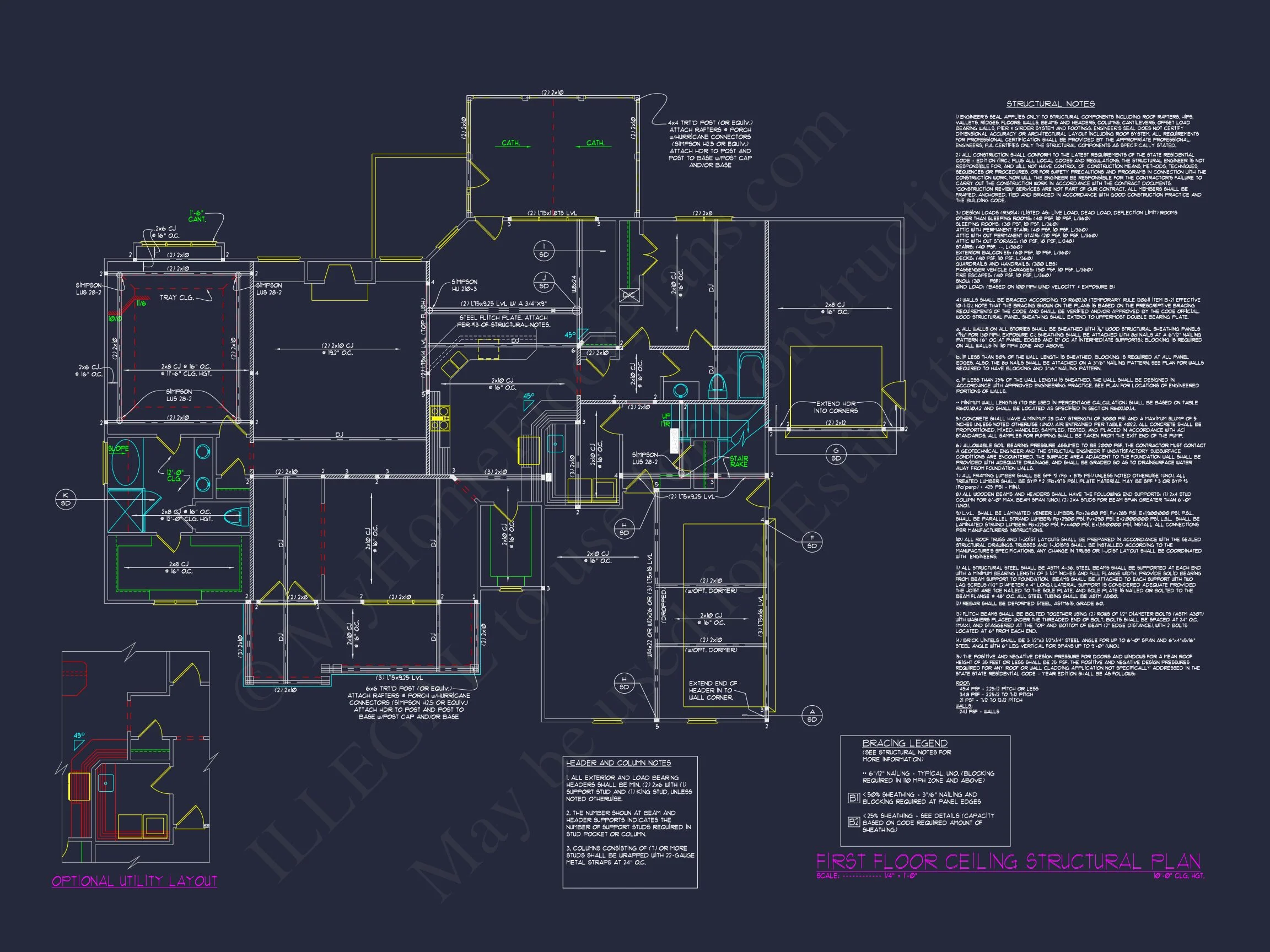 house Plan Designs: Spacious 2-Story CAD Floor Plan Blueprint