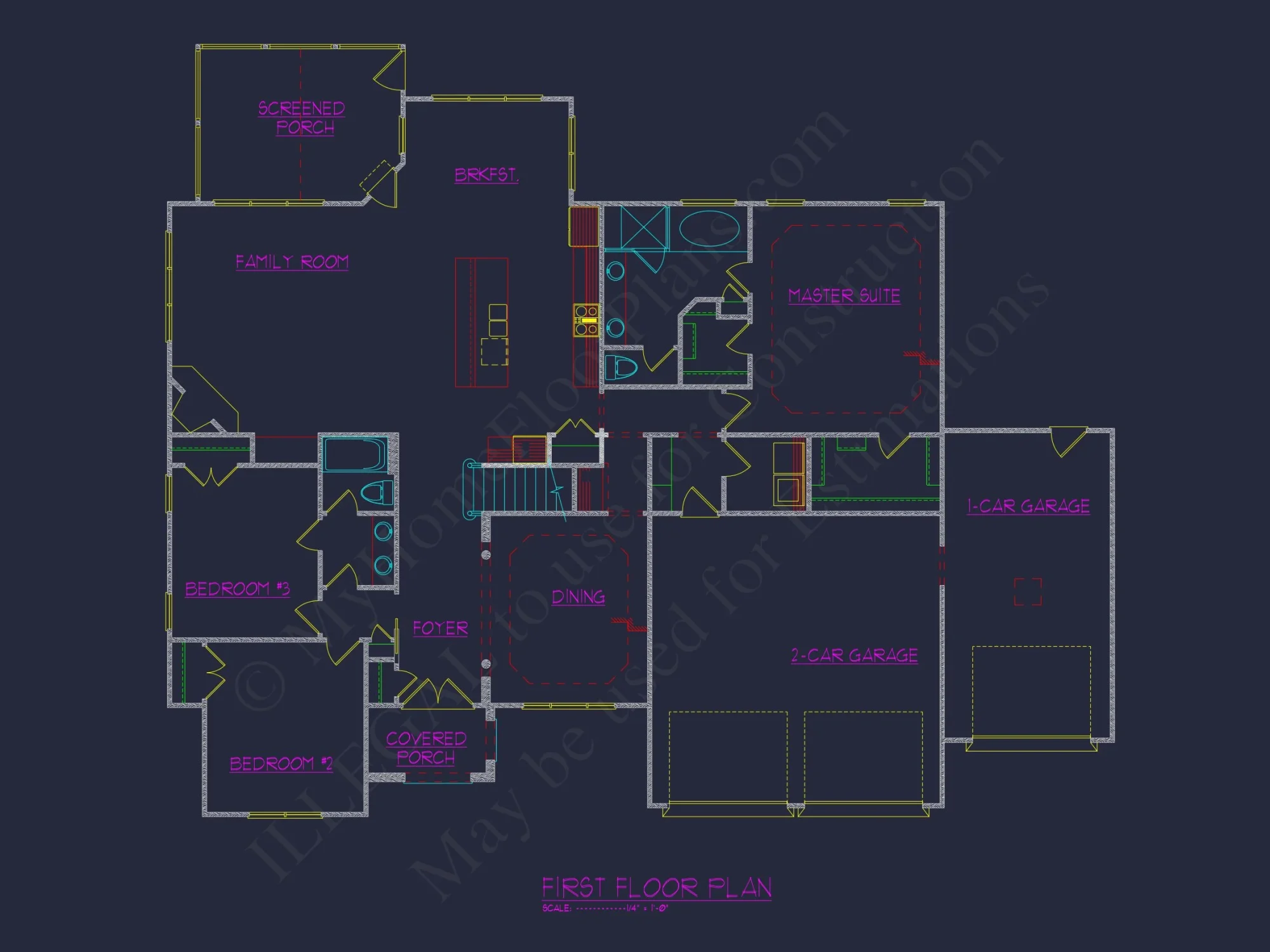 Versatile house Plan with CAD Designs Featuring 4 Beds, 3 Baths