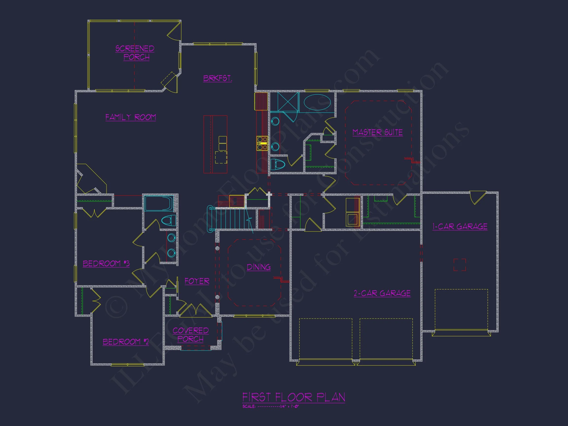13-1173 HOUSE PLAN - Versatile House Plan with CAD Designs Featuring 4 Beds, 3 Baths 5 Versatile house Plan with CAD Designs Featuring 4 Beds, 3 Baths