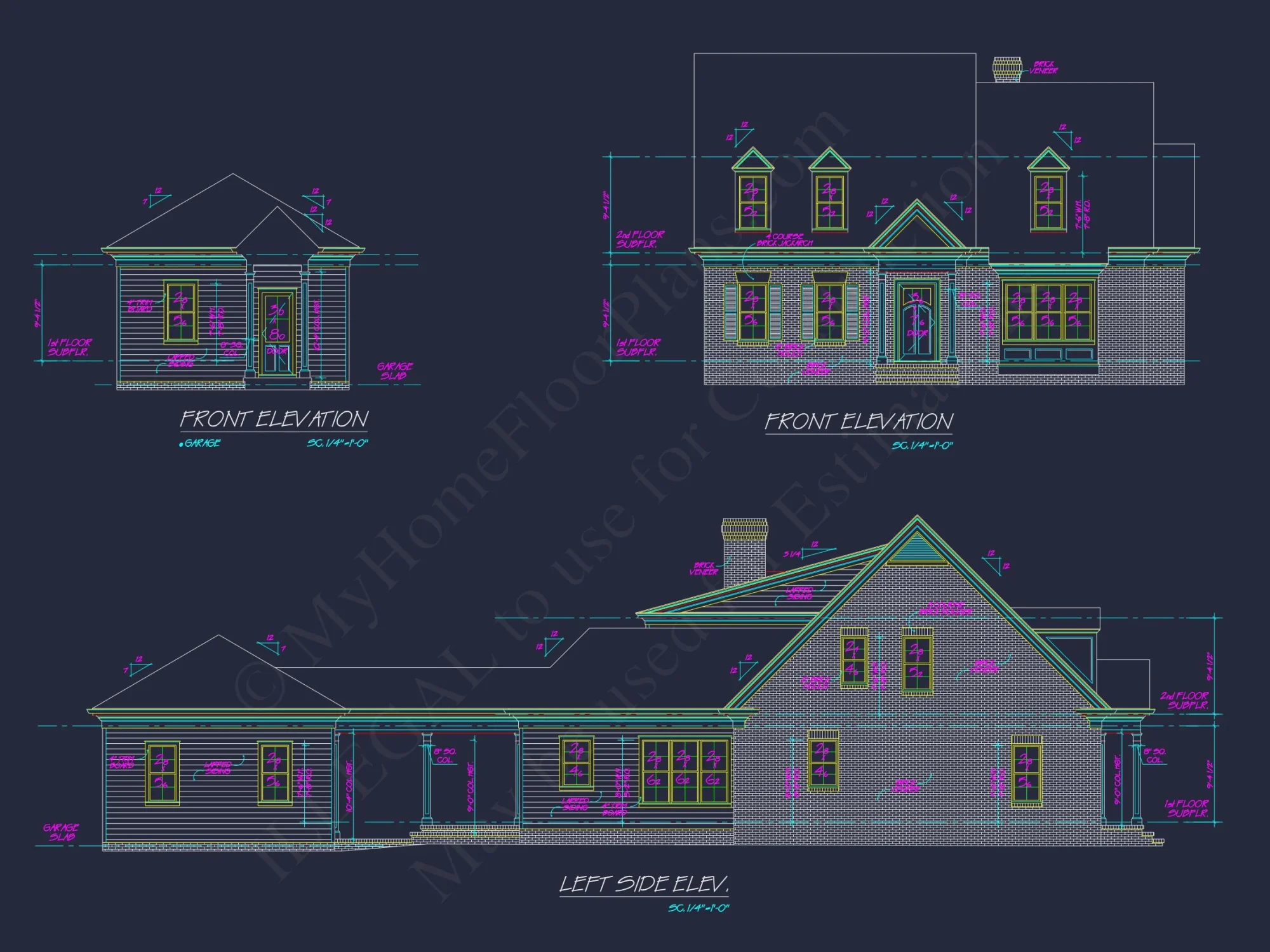 Elegant house Plan with 2-Story Floor Plan, CAD, and Designs
