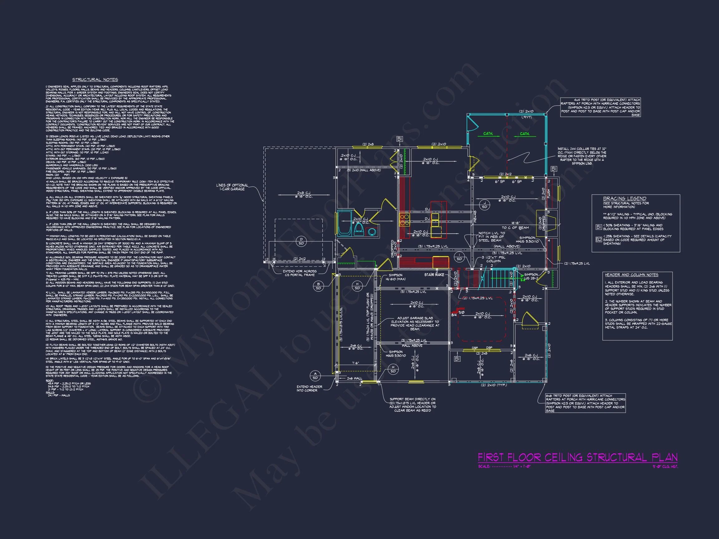 Craftsman house Design with 2-Story Floor Plan and CAD Details