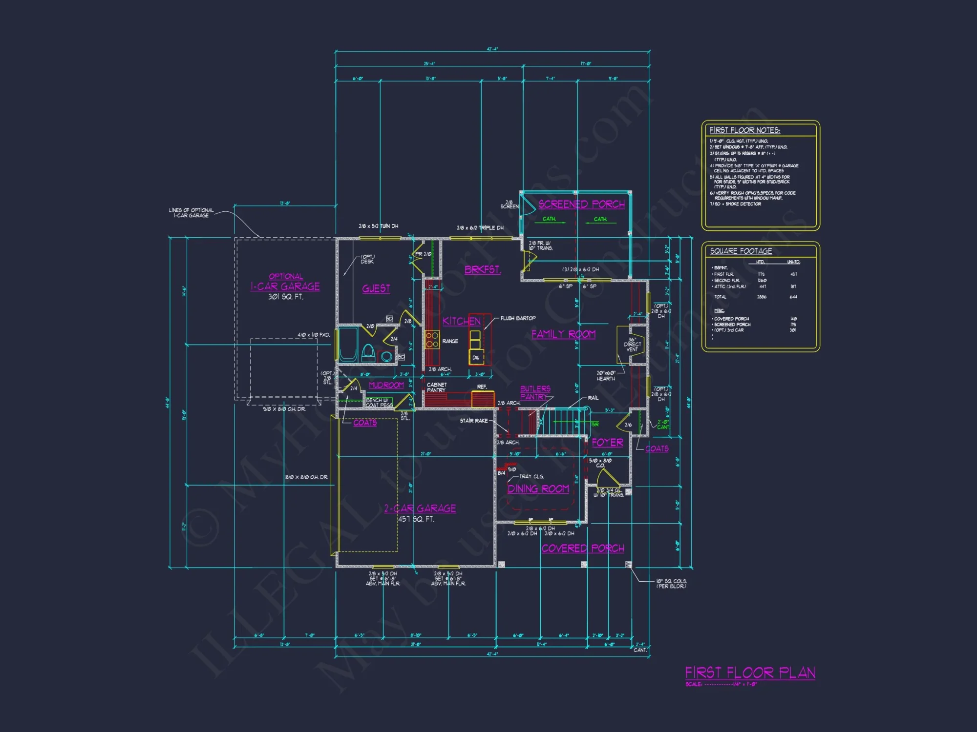 Craftsman house Design with 2-Story Floor Plan and CAD Details
