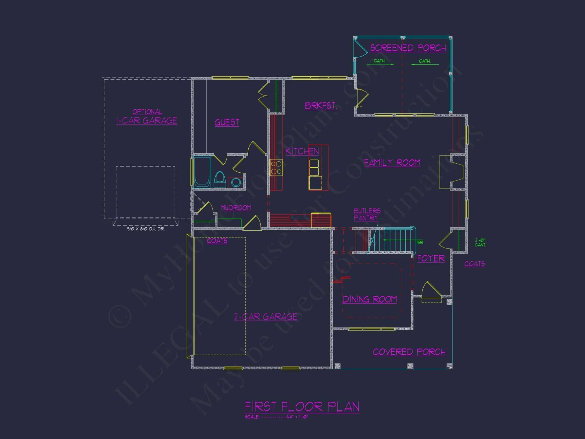 Craftsman house Design with 2-Story Floor Plan and CAD Details