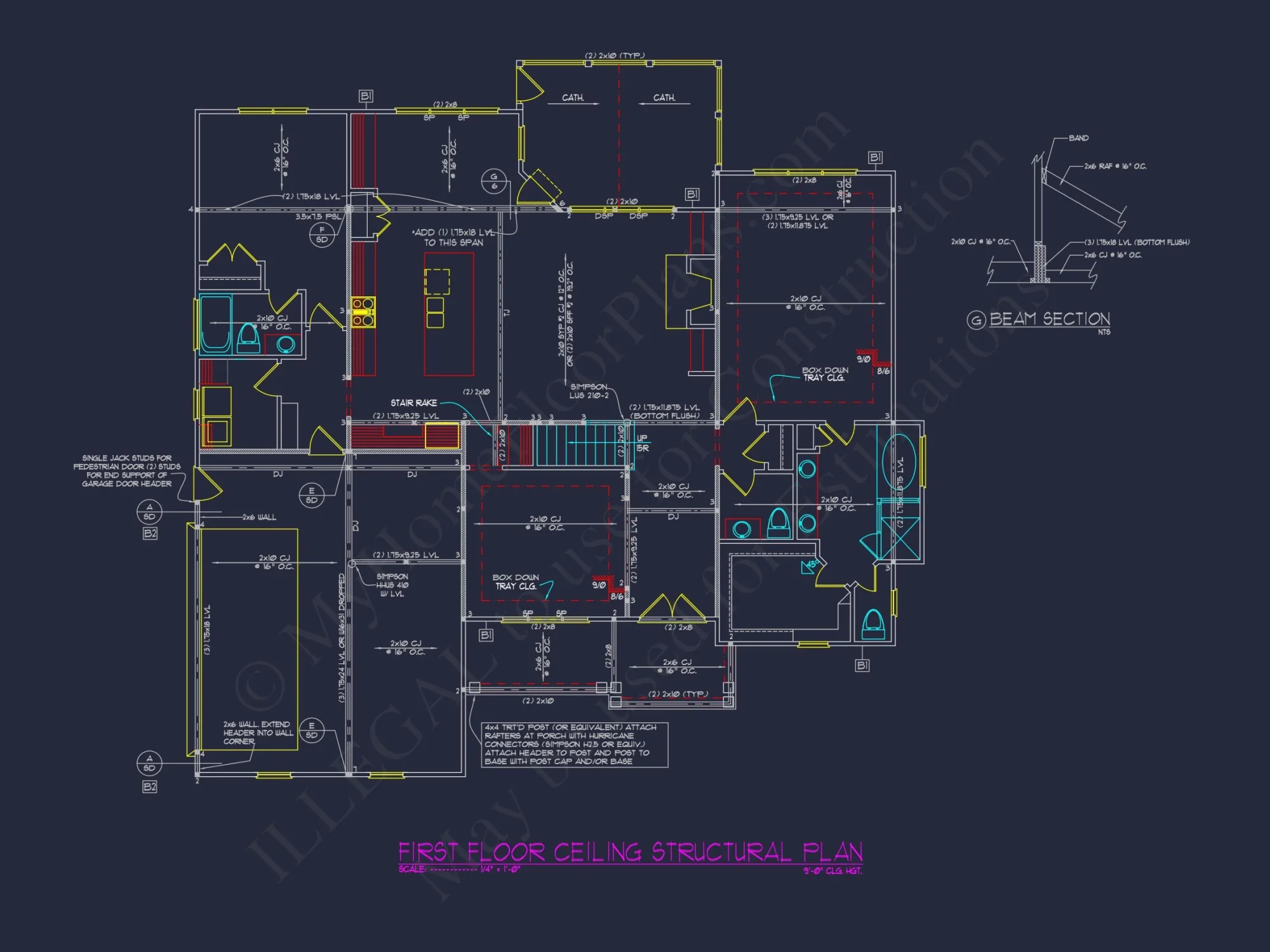 Modern Floor Plan with CAD Design Featuring 2-Story 4-Bedroom house