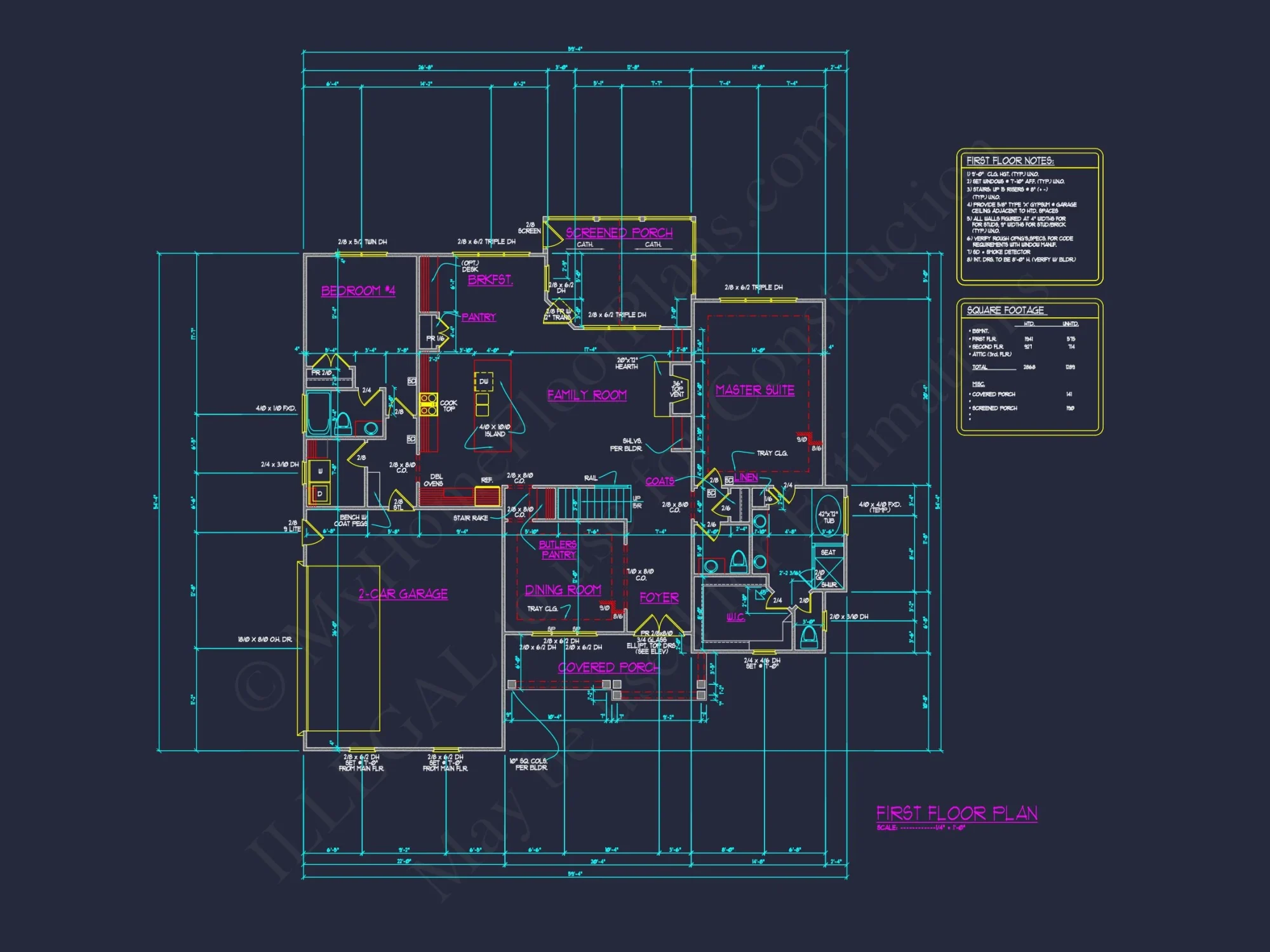 Modern Floor Plan with CAD Design Featuring 2-Story 4-Bedroom house