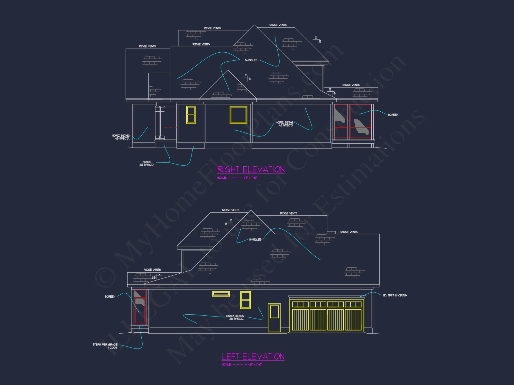 Modern Floor Plan with CAD Design Featuring 2-Story 4-Bedroom house
