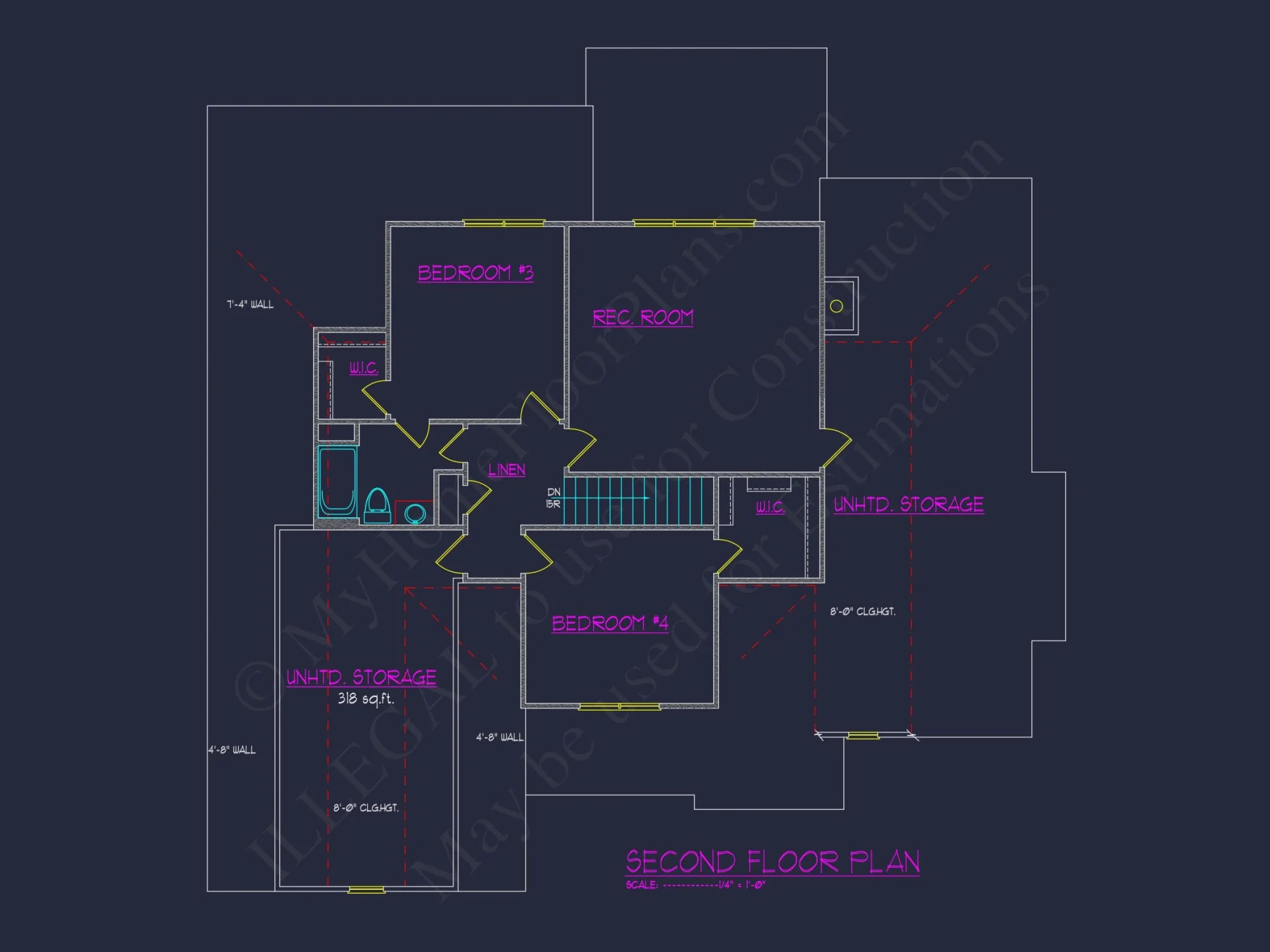 Modern Floor Plan with CAD Design Featuring 2-Story 4-Bedroom house