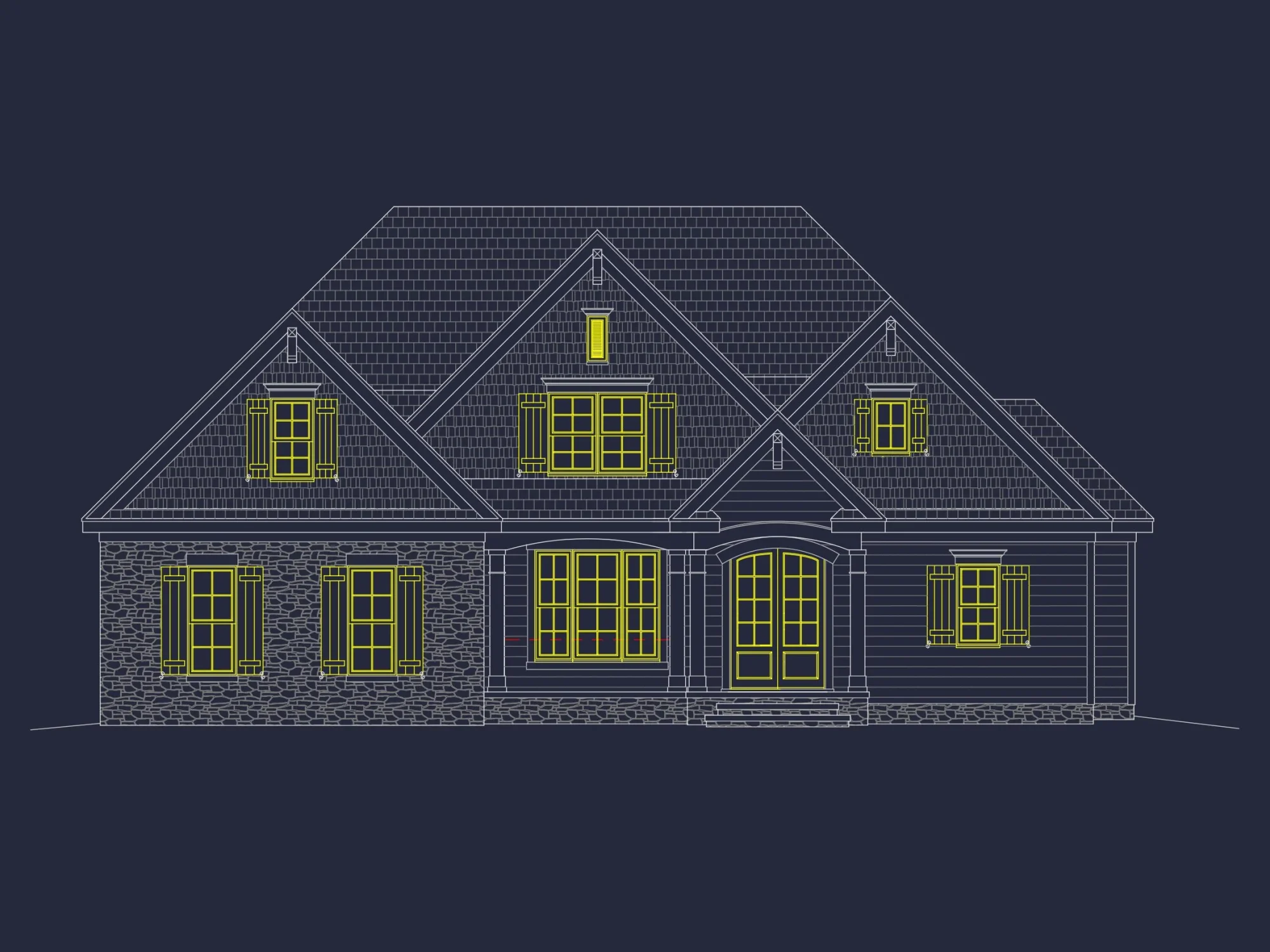 Modern Floor Plan with CAD Design Featuring 2-Story 4-Bedroom house