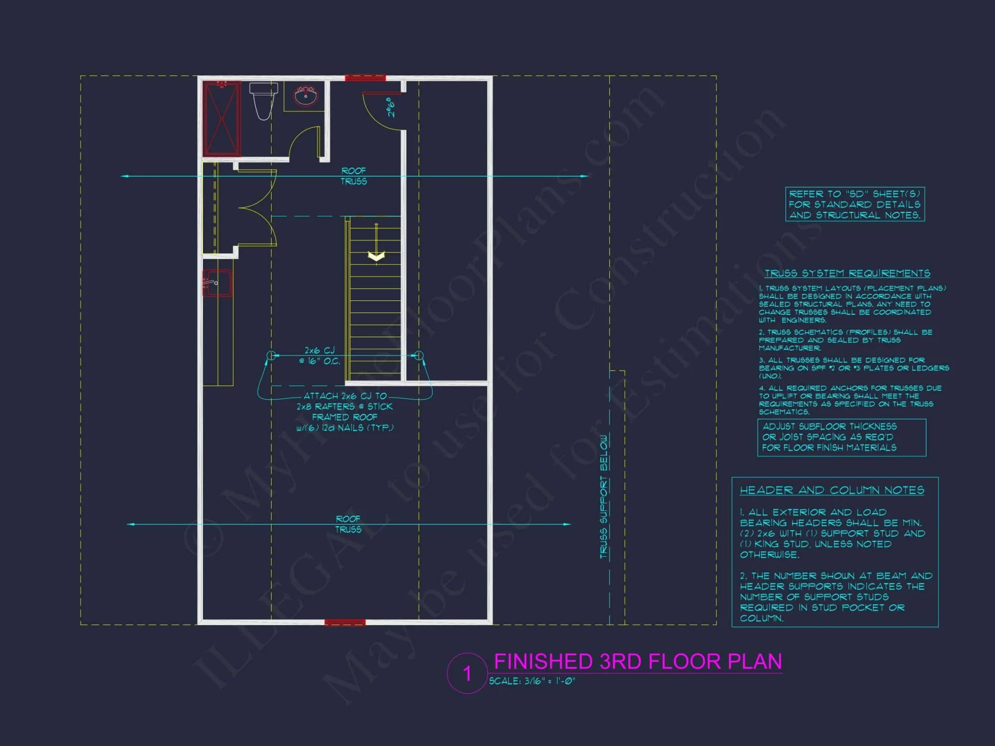Classic Suburban house Plan with 3 Stories and CAD Designs
