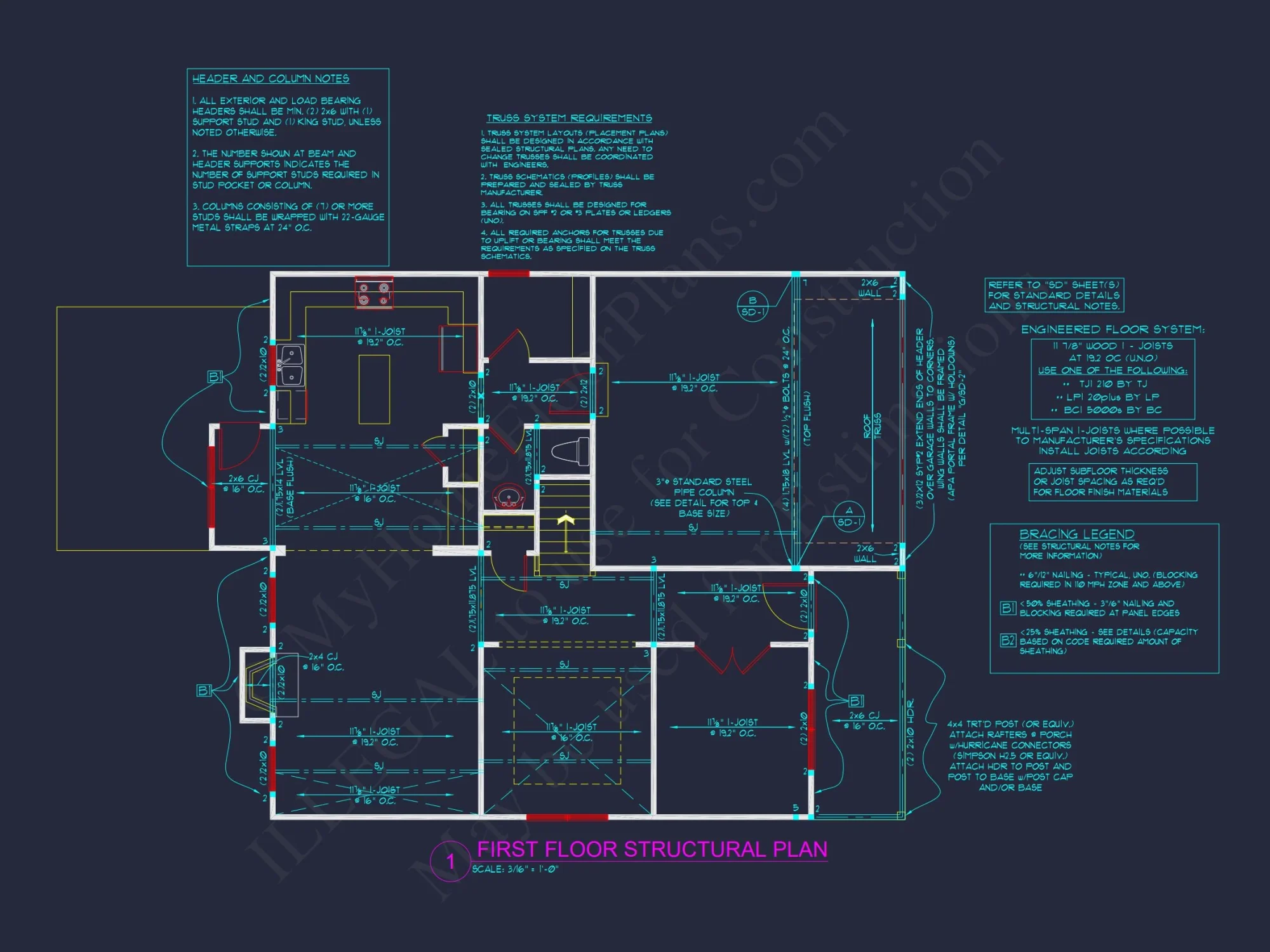 Classic Suburban house Plan with 3 Stories and CAD Designs