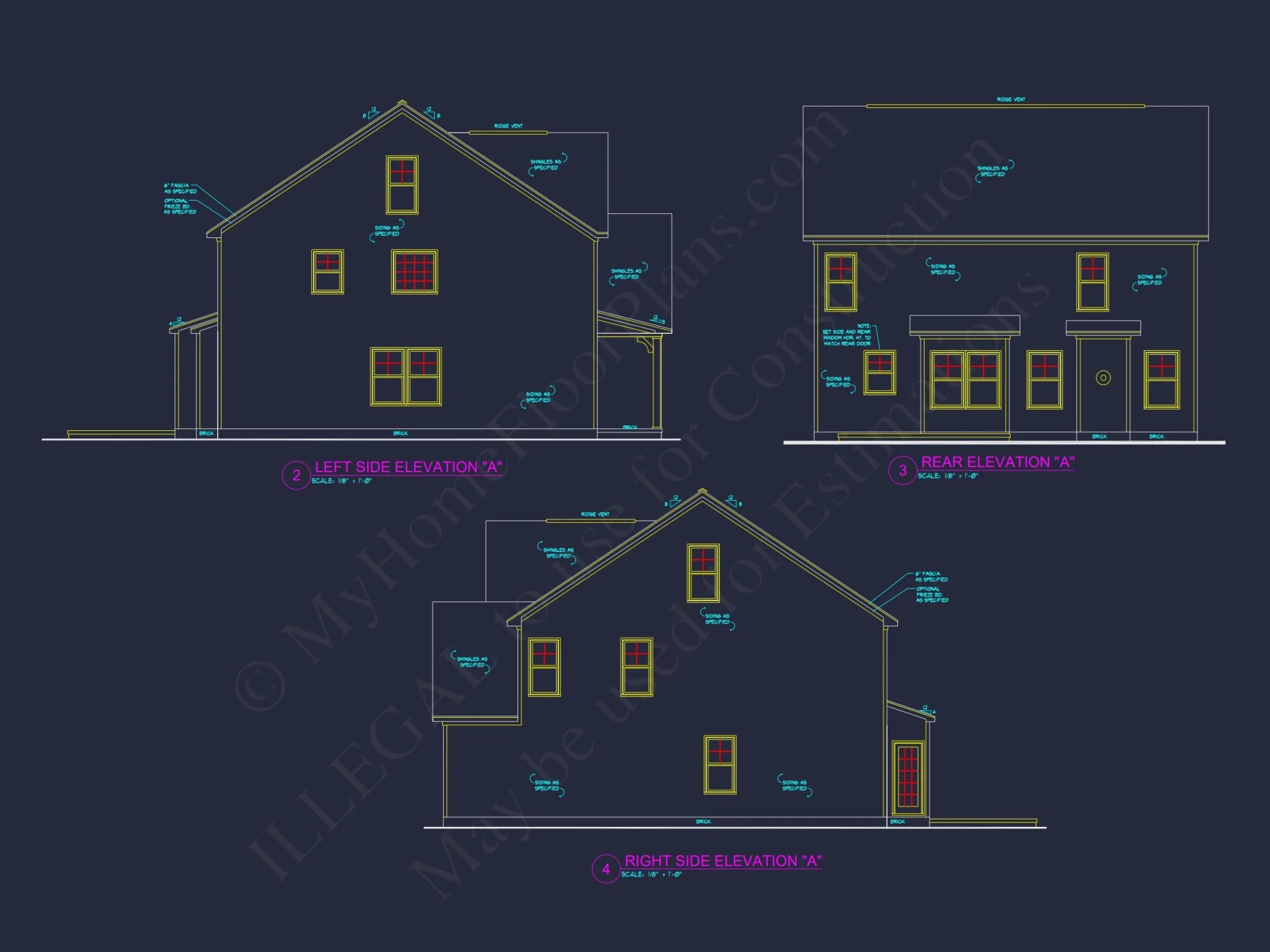 Classic Suburban house Plan with 3 Stories and CAD Designs