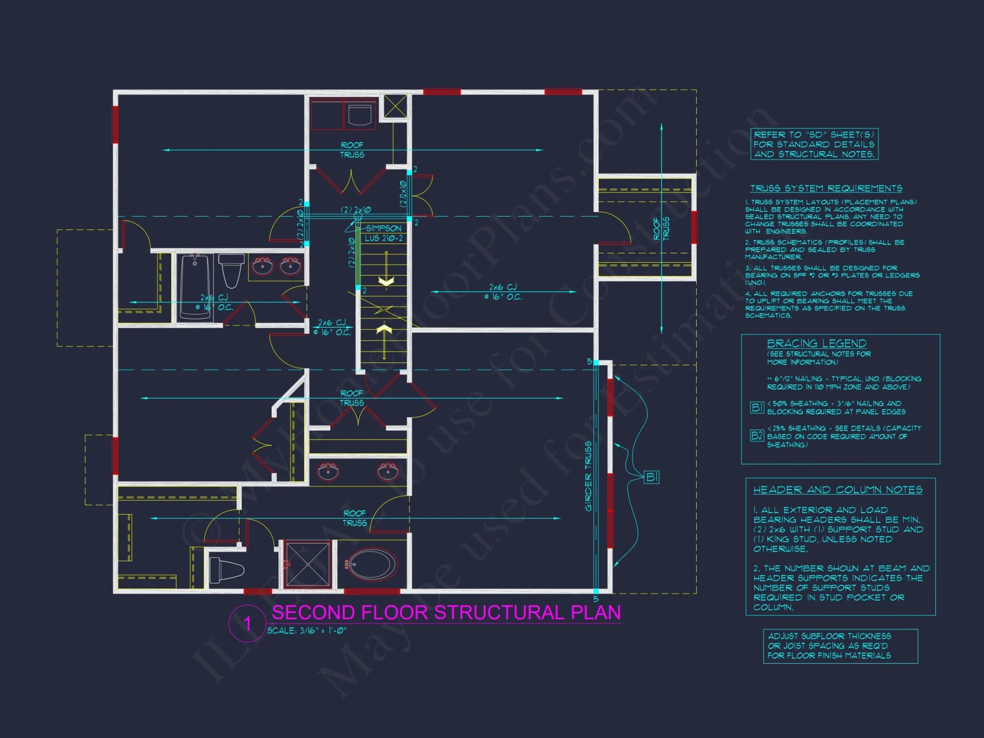 Traditional house Plan Blueprint with CAD Designs for Builders