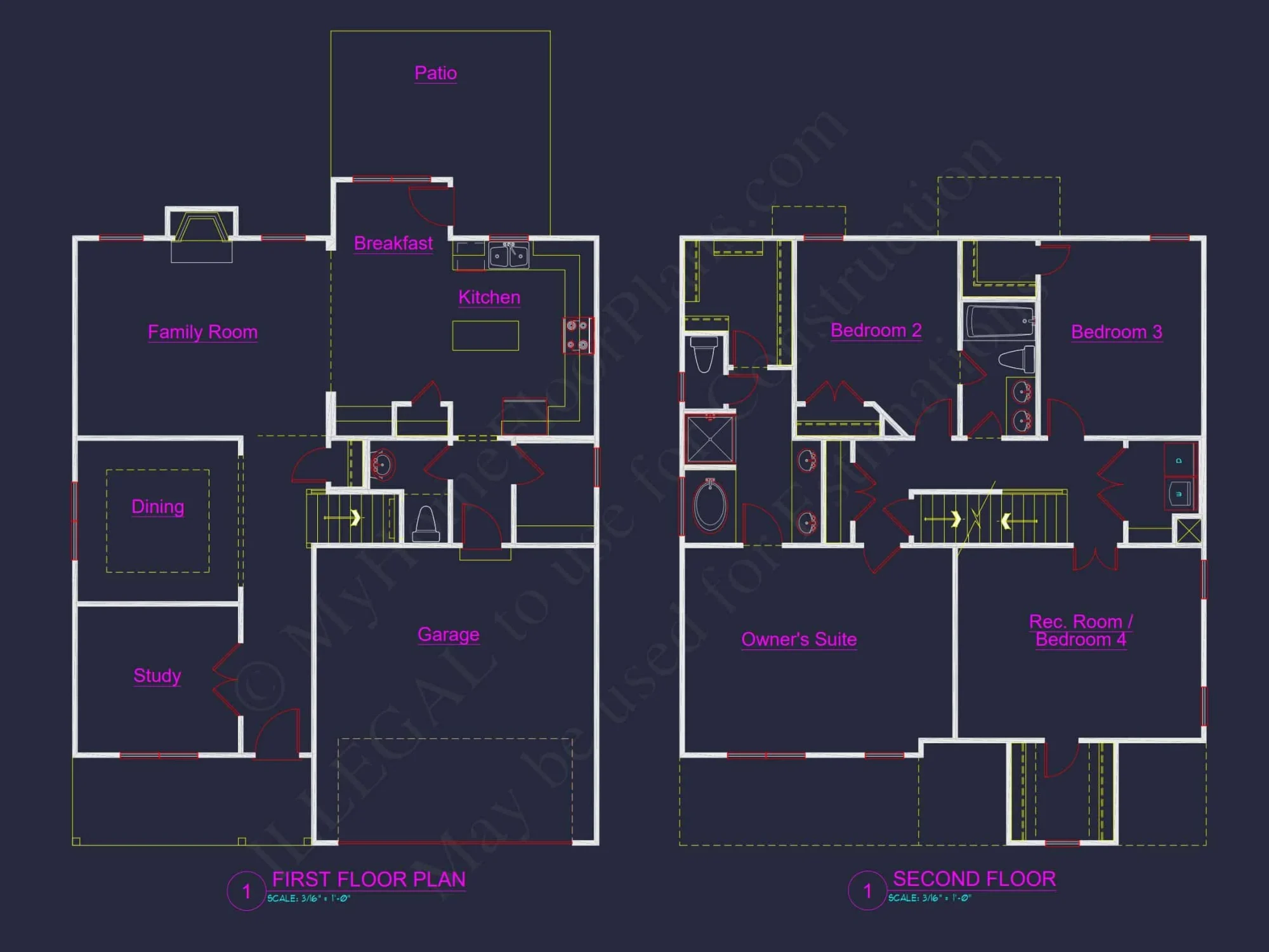 Traditional house Plan Blueprint with CAD Designs for Builders