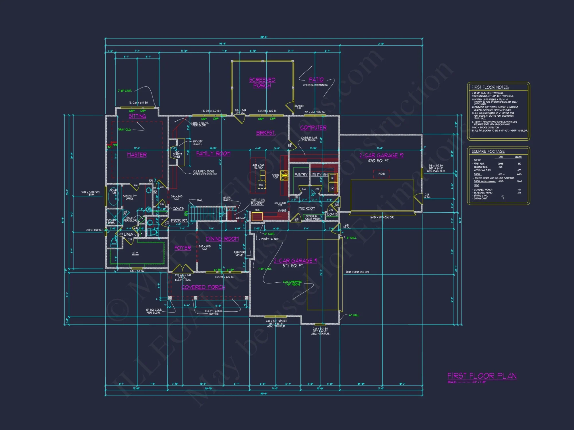 Craftsman house Plan with 2-Story Design, CAD Blueprint & Features
