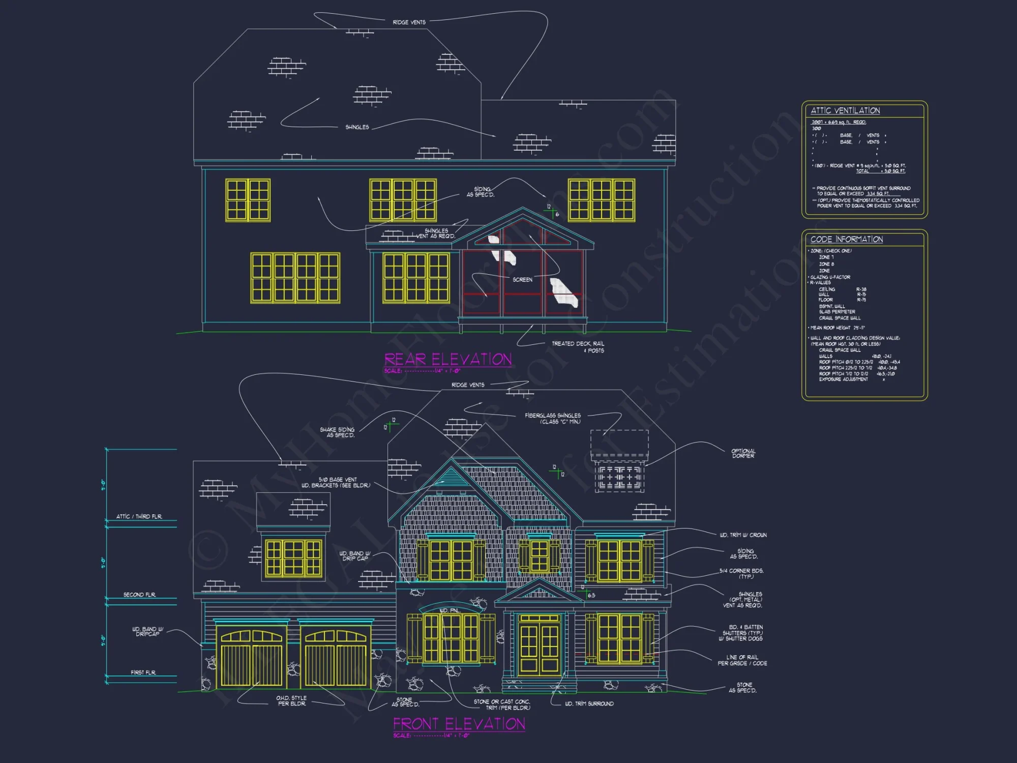 Colonial Craftsman house Plan Featuring 3 Floors & CAD Designs