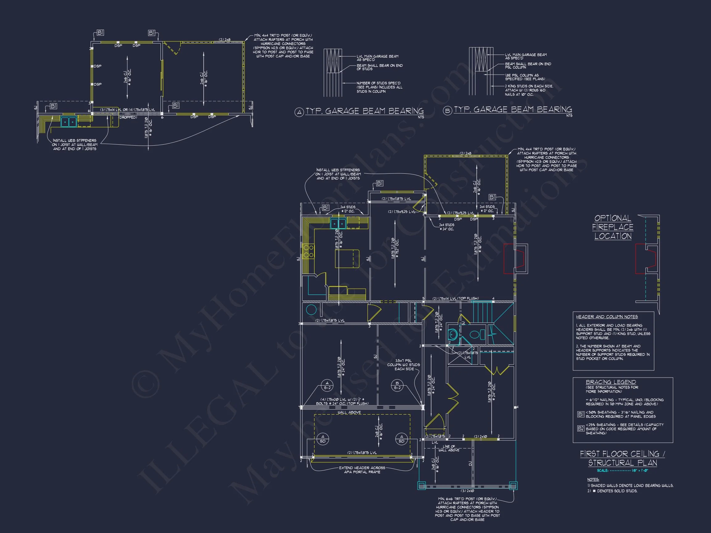 Craftsman house Plan with 4 Bedrooms, 3 Baths, and CAD Designs