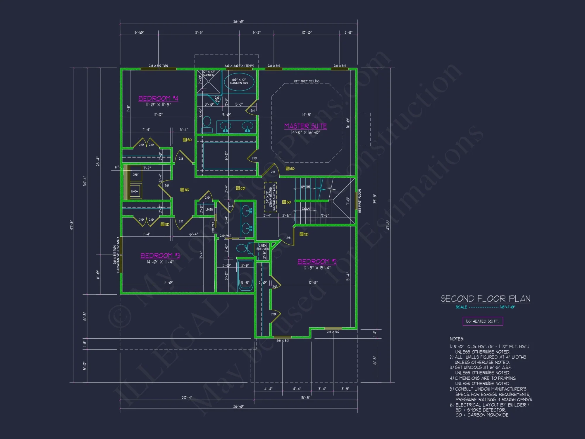 Craftsman house Plan with 4 Bedrooms, 3 Baths, and CAD Designs