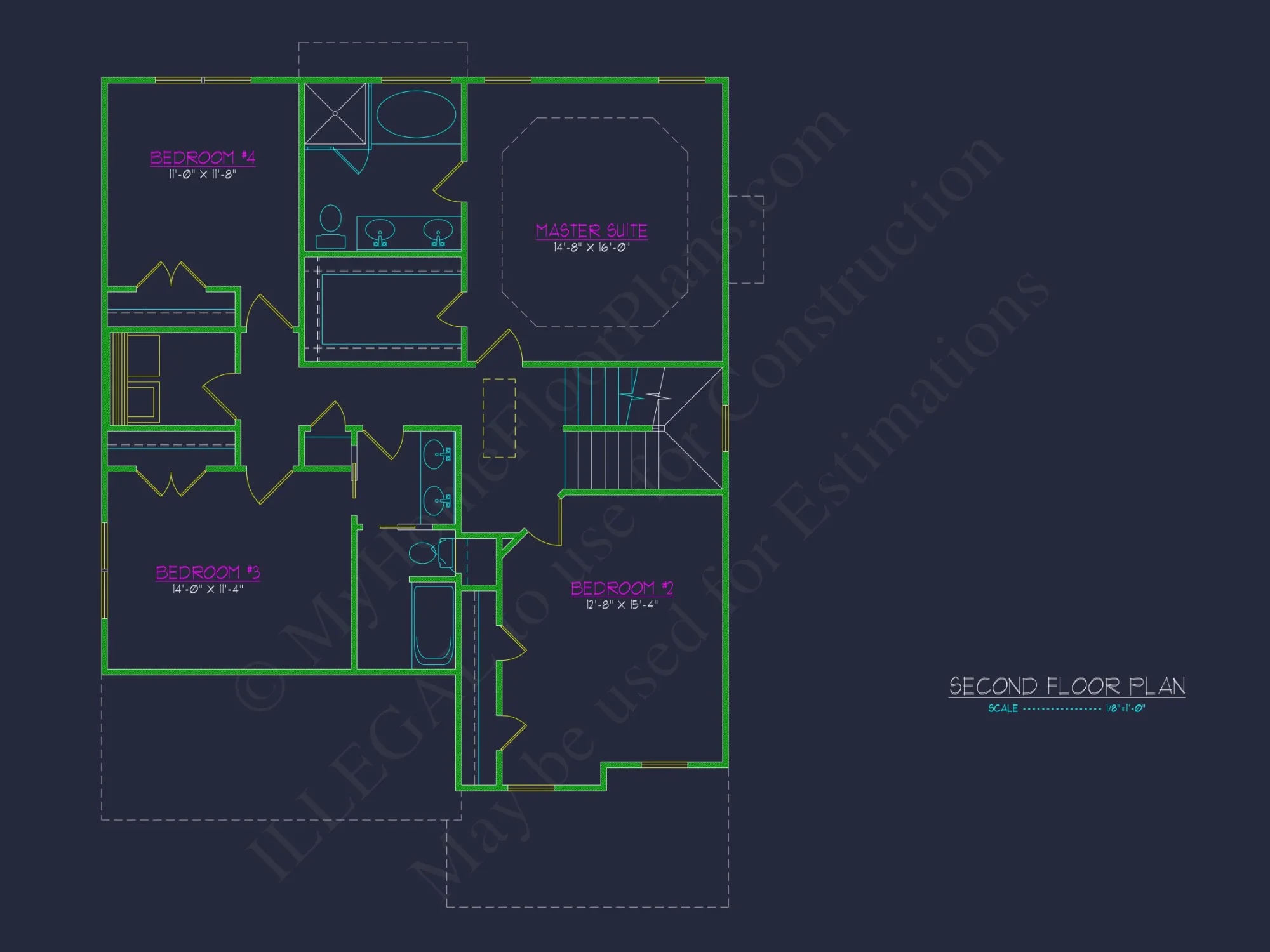 Craftsman house Plan with 4 Bedrooms, 3 Baths, and CAD Designs