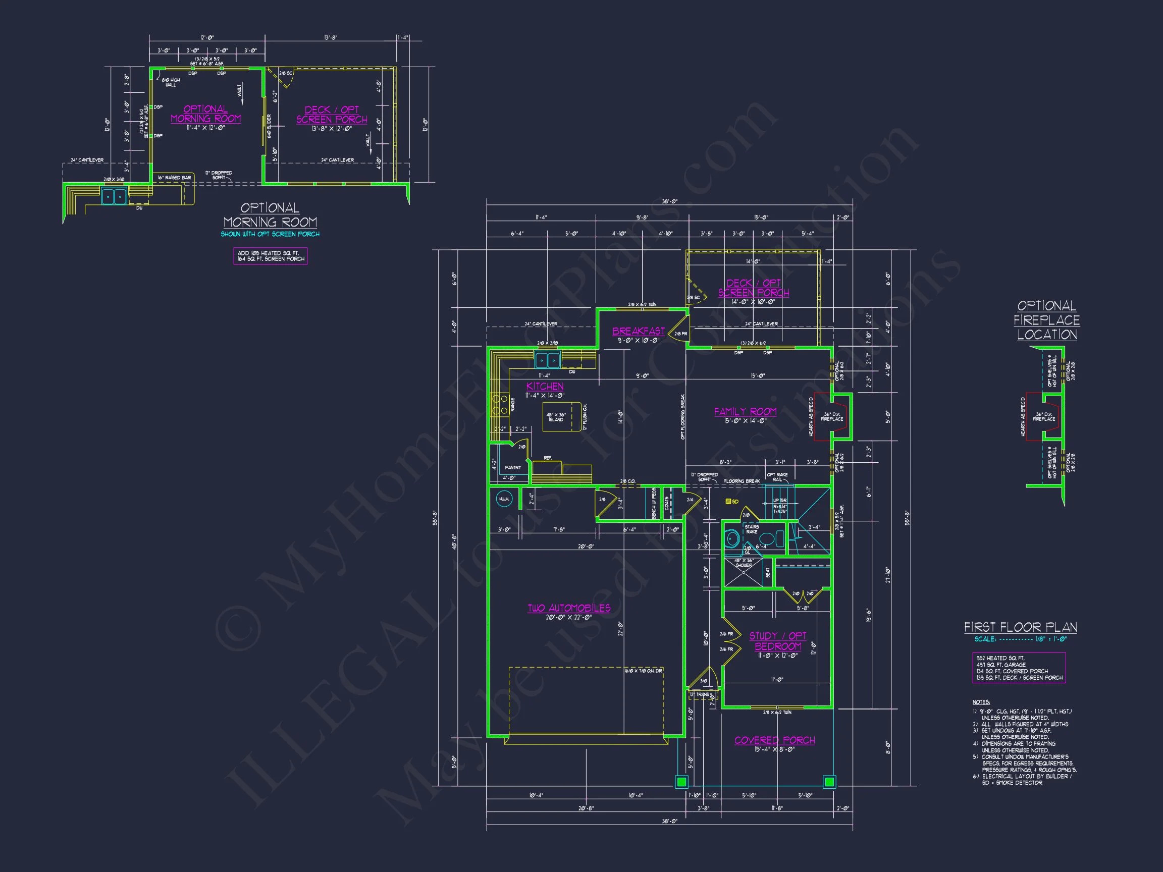 Craftsman house Plan with 4 Bedrooms, 3 Baths, and CAD Designs