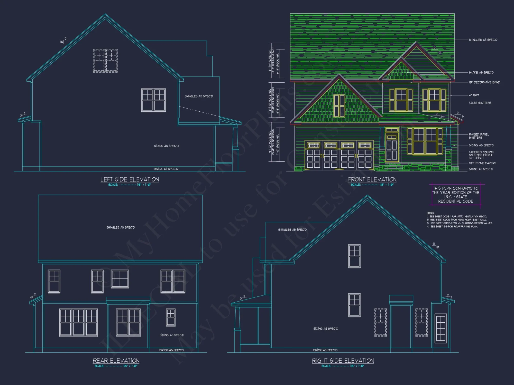 Craftsman house Plan with 4 Bedrooms, 3 Baths, and CAD Designs
