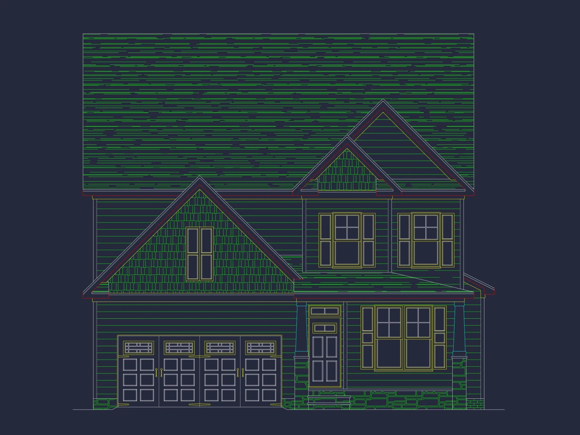 Craftsman house Plan with 4 Bedrooms, 3 Baths, and CAD Designs