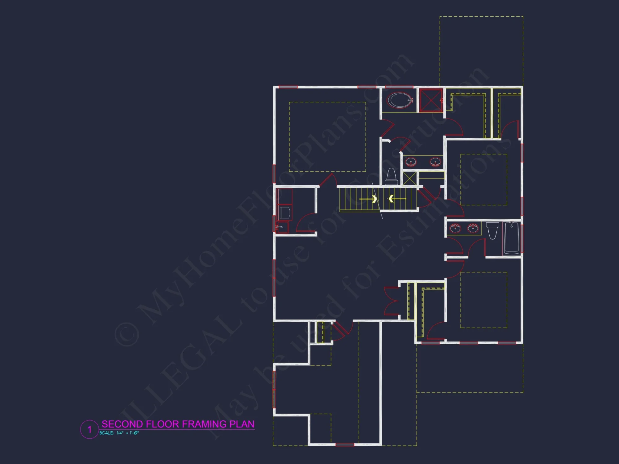 Modern Craftsman house Plan with 4 Bedrooms and CAD Designs