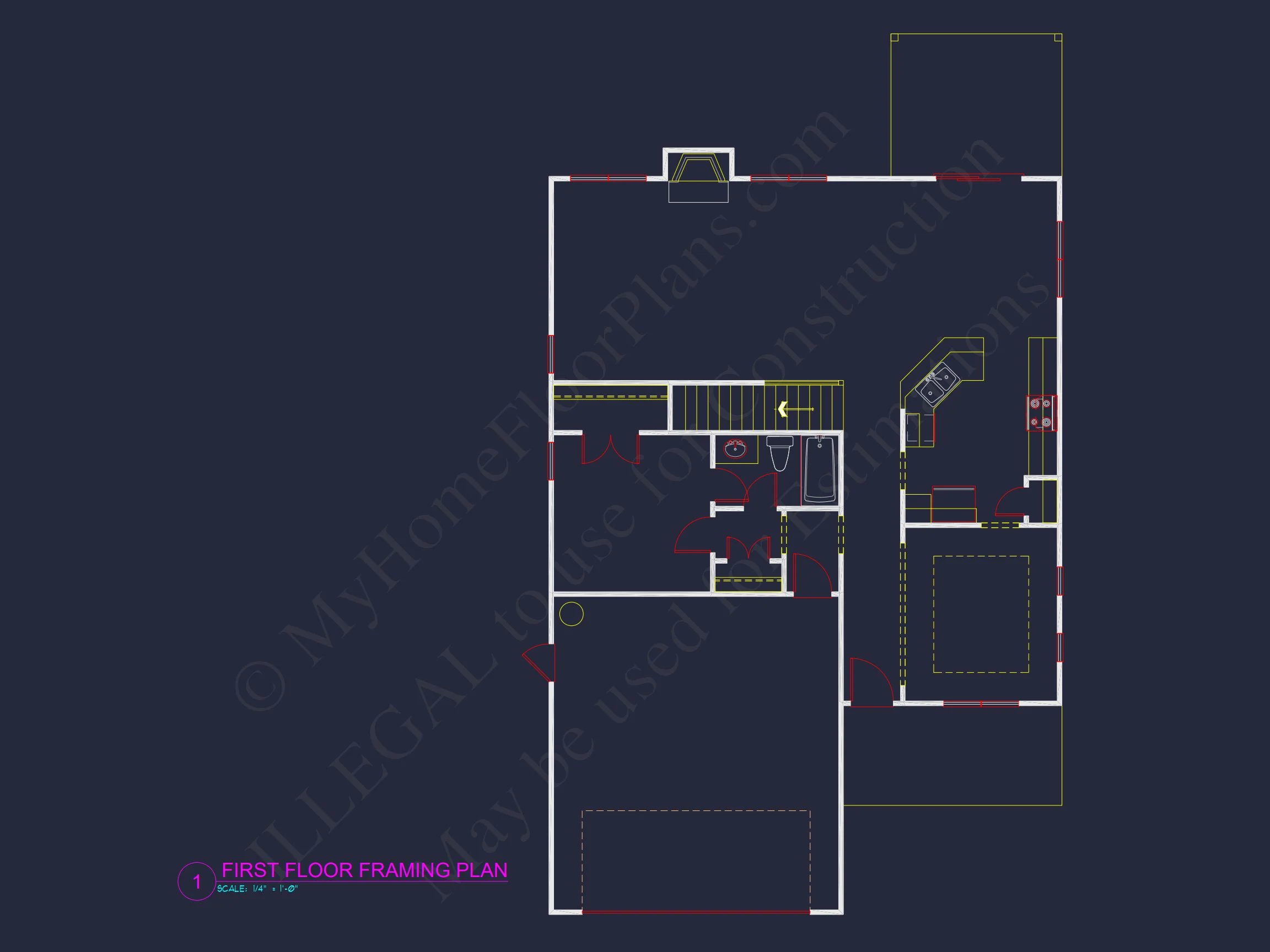 Modern Craftsman house Plan with 4 Bedrooms and CAD Designs