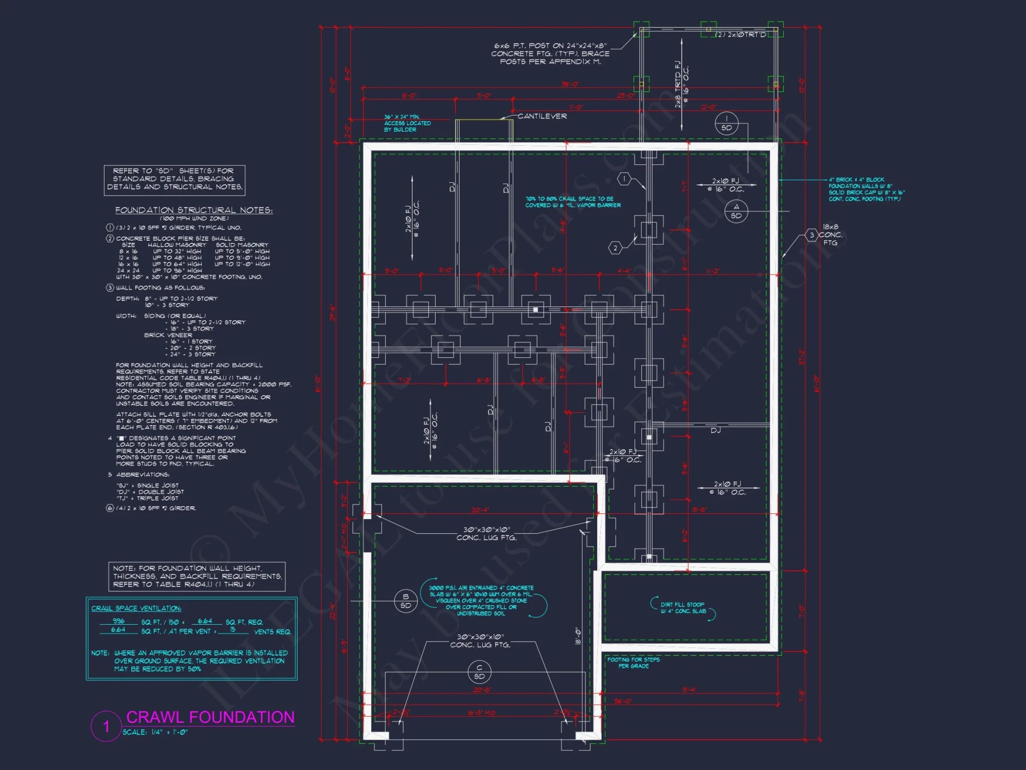 Modern Craftsman house Plan with 4 Bedrooms and CAD Designs