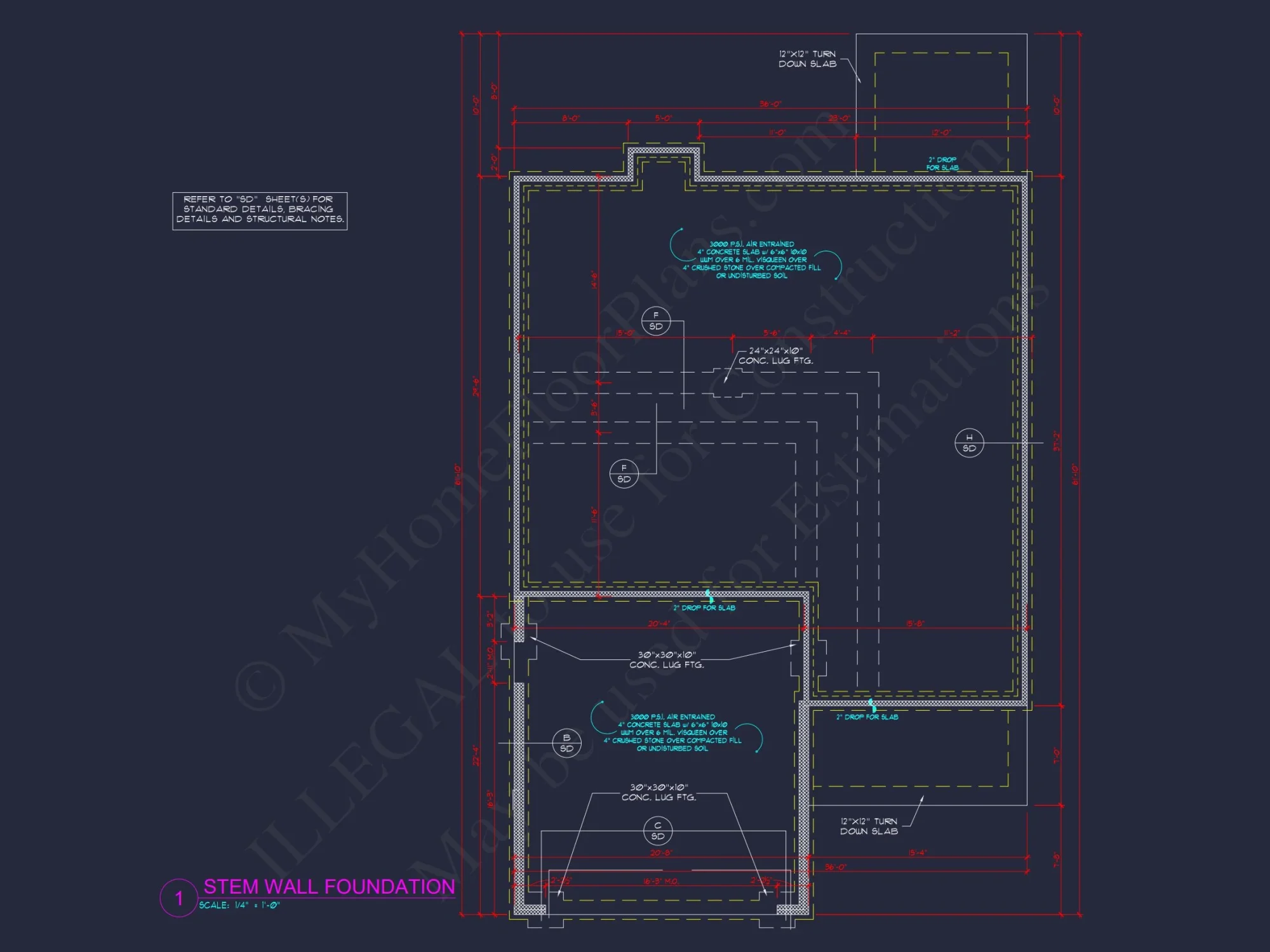 Modern Craftsman house Plan with 4 Bedrooms and CAD Designs