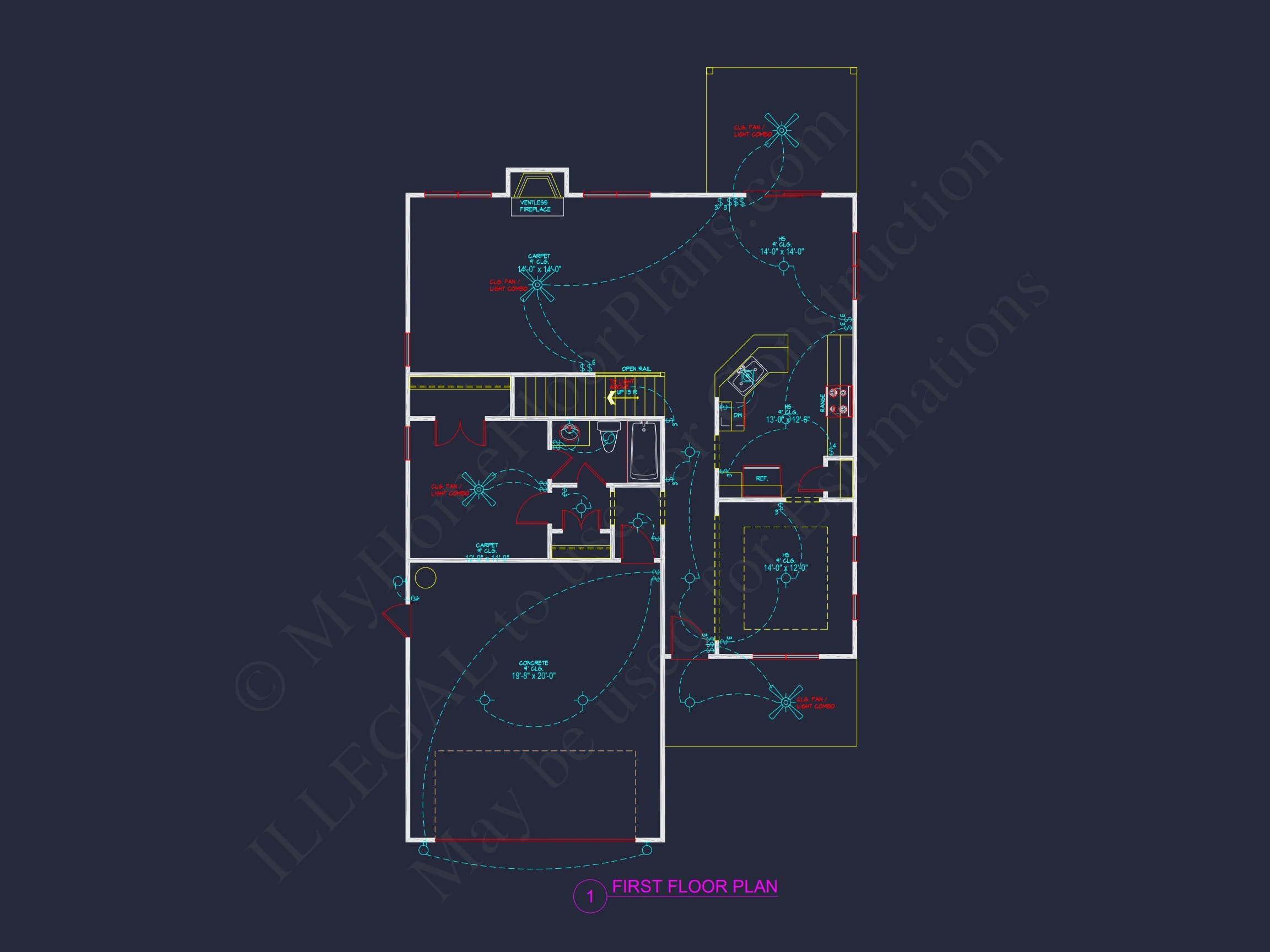 Modern Craftsman house Plan with 4 Bedrooms and CAD Designs