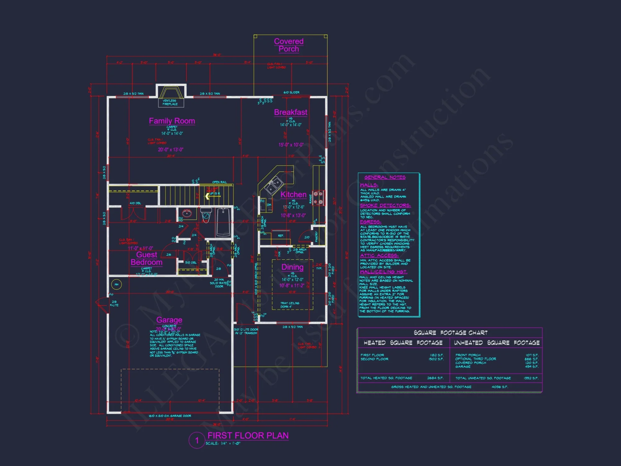 Modern Craftsman house Plan with 4 Bedrooms and CAD Designs
