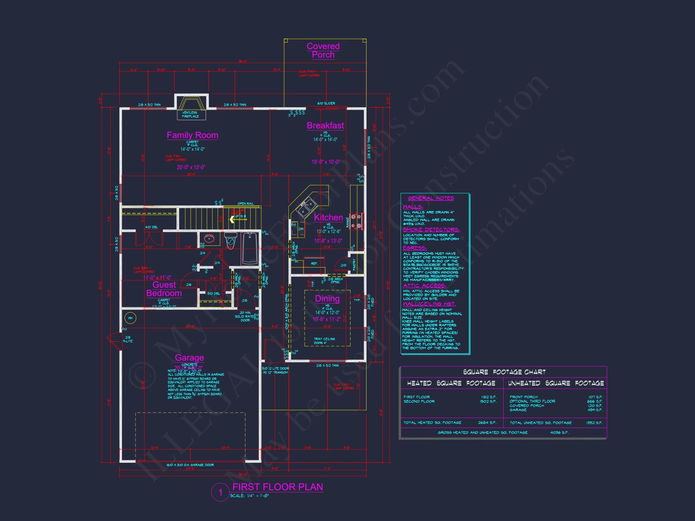 Modern Craftsman house Plan with 4 Bedrooms and CAD Designs