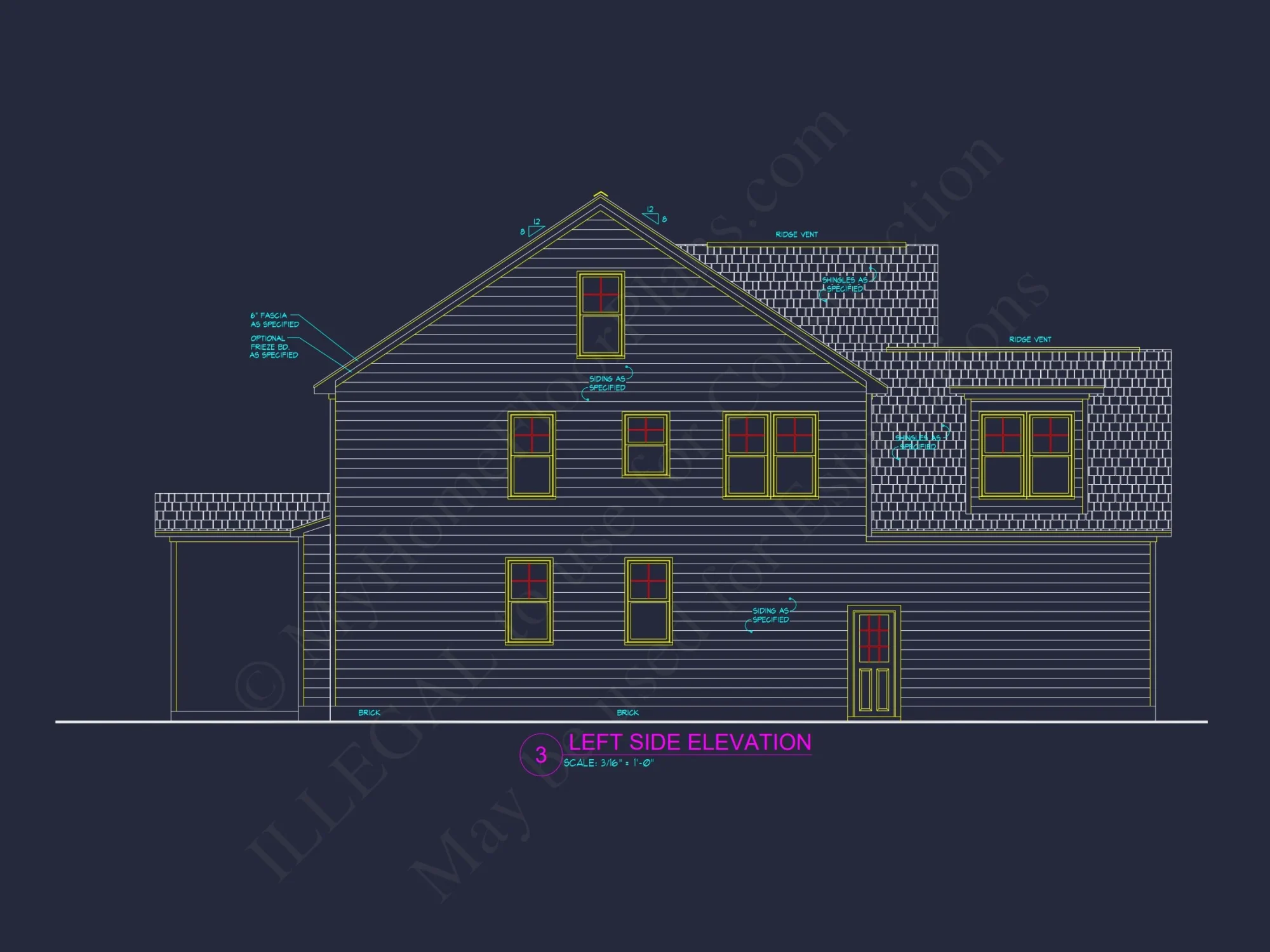 Modern Craftsman house Plan with 4 Bedrooms and CAD Designs