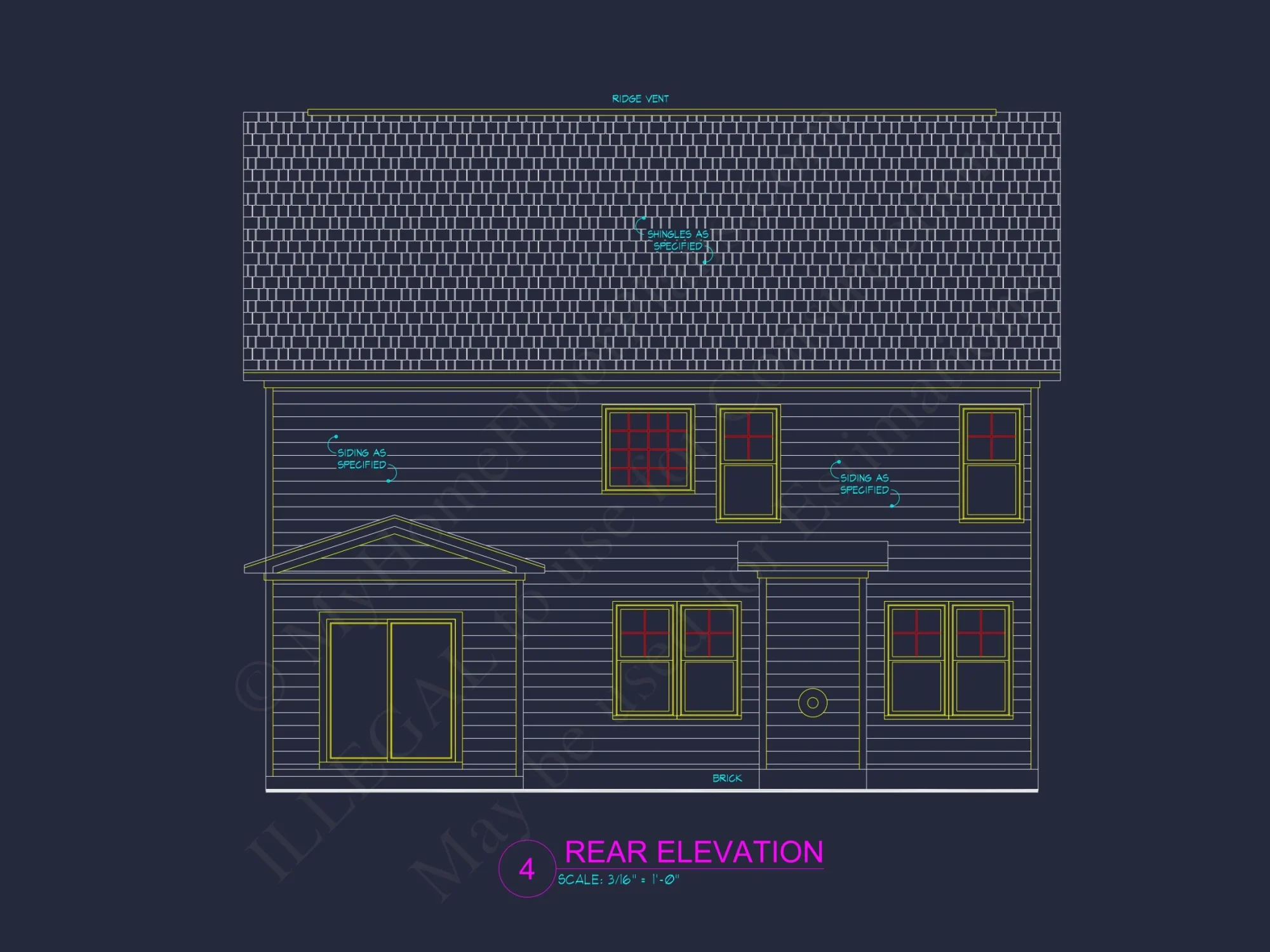 Modern Craftsman house Plan with 4 Bedrooms and CAD Designs