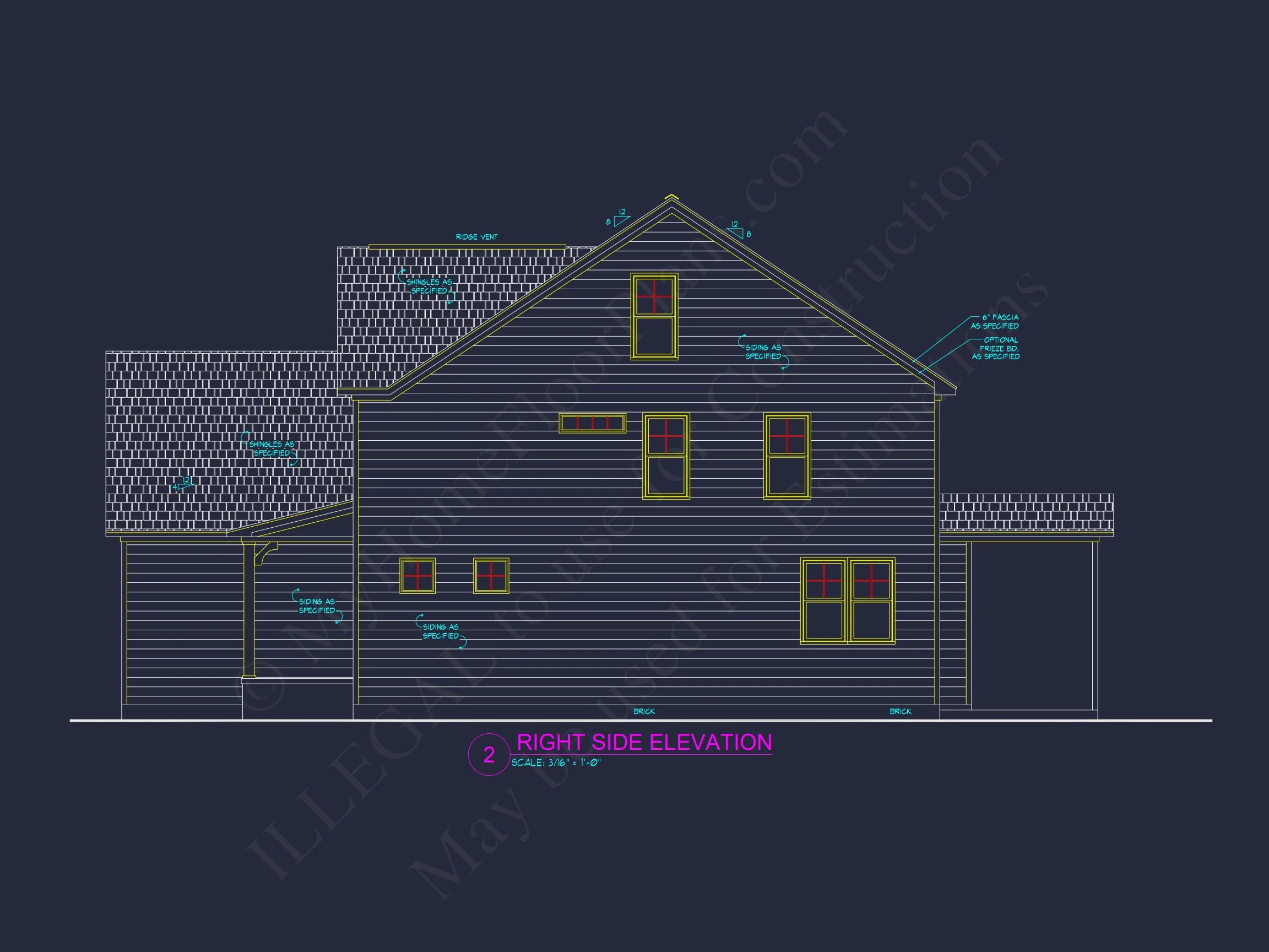 Modern Craftsman house Plan with 4 Bedrooms and CAD Designs