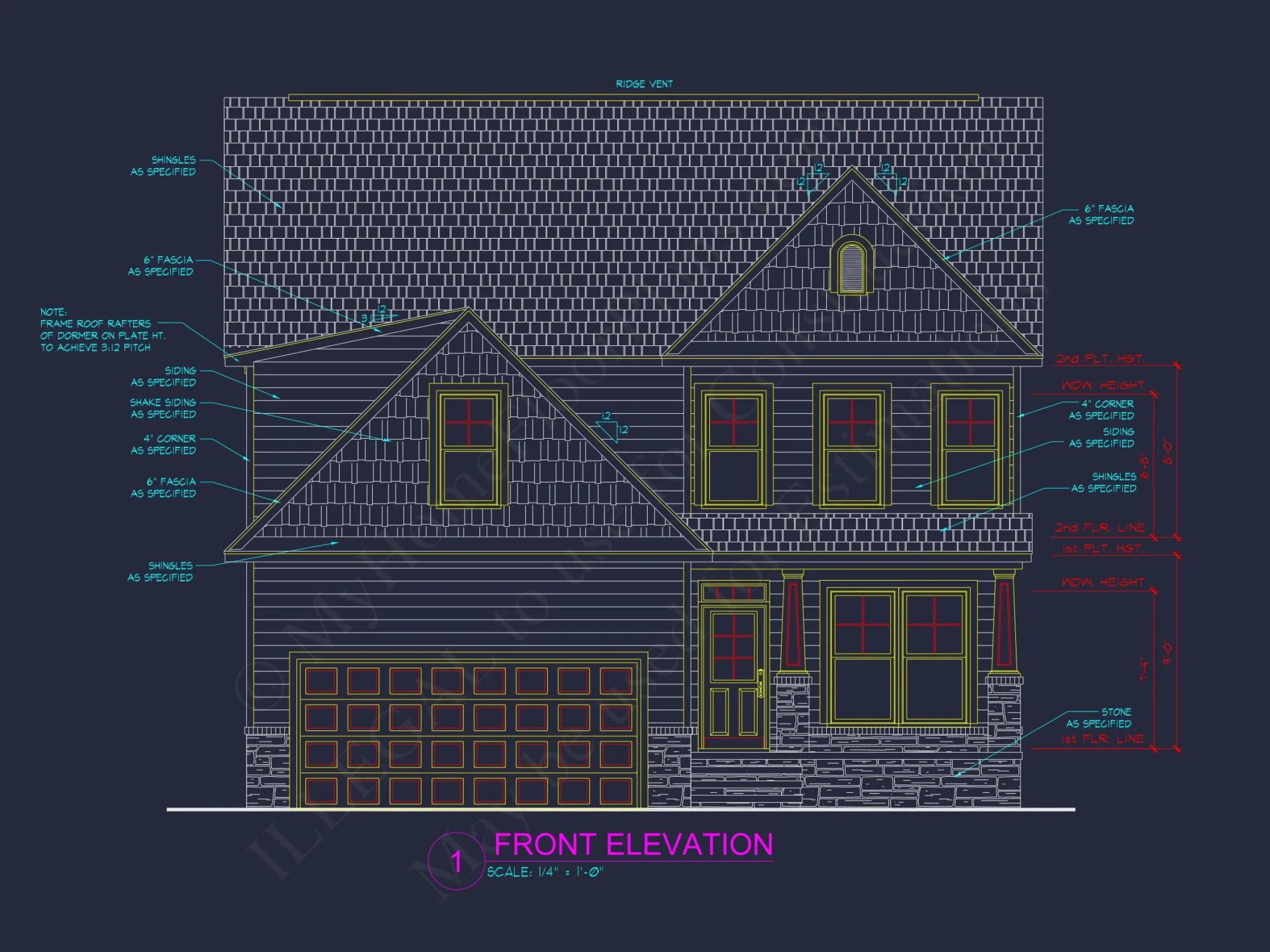 Modern Craftsman house Plan with 4 Bedrooms and CAD Designs