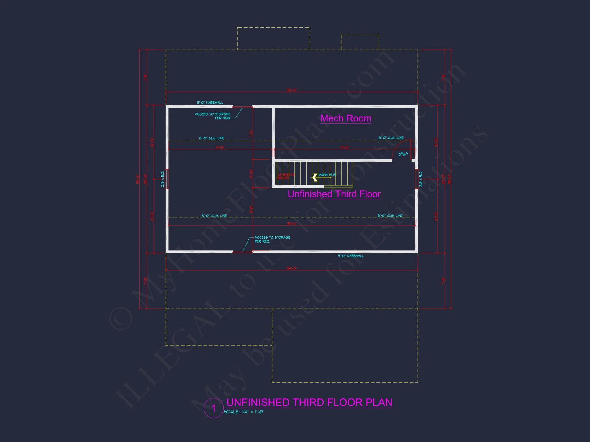 Modern Craftsman house Floor Plan: 4 Bedrooms, 2.5 Baths