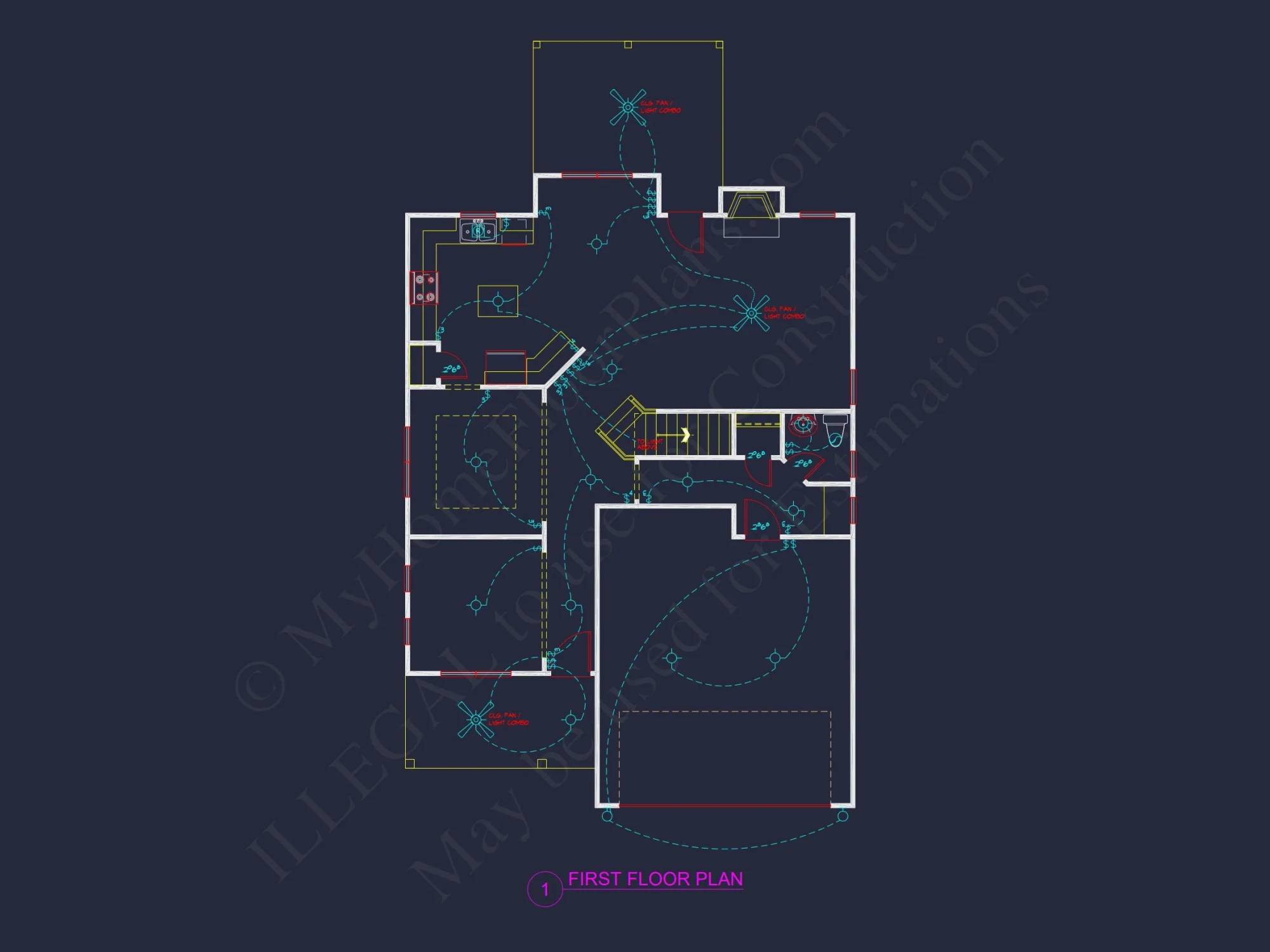 Modern Craftsman house Floor Plan: 4 Bedrooms, 2.5 Baths