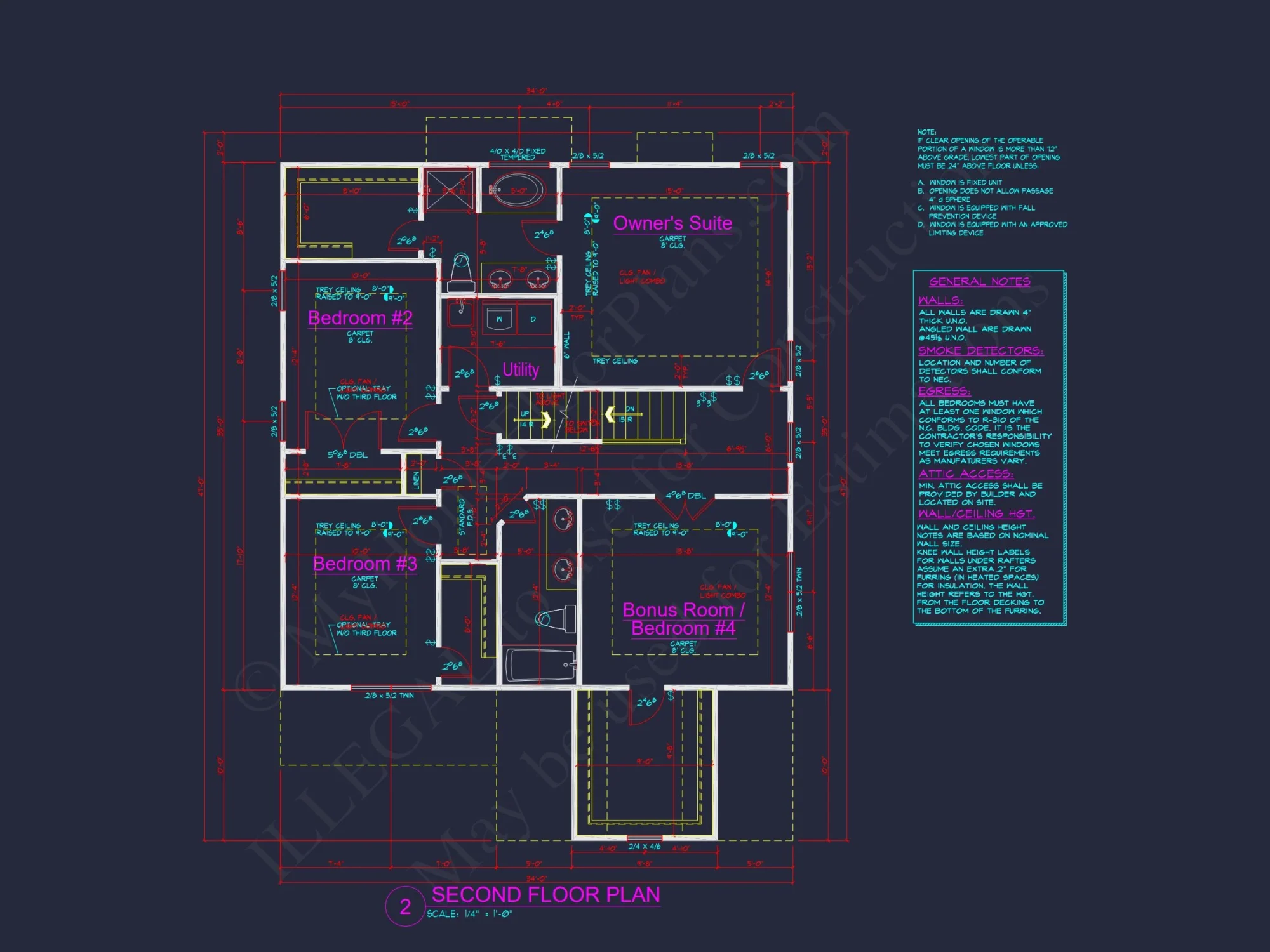 Modern Craftsman house Floor Plan: 4 Bedrooms, 2.5 Baths