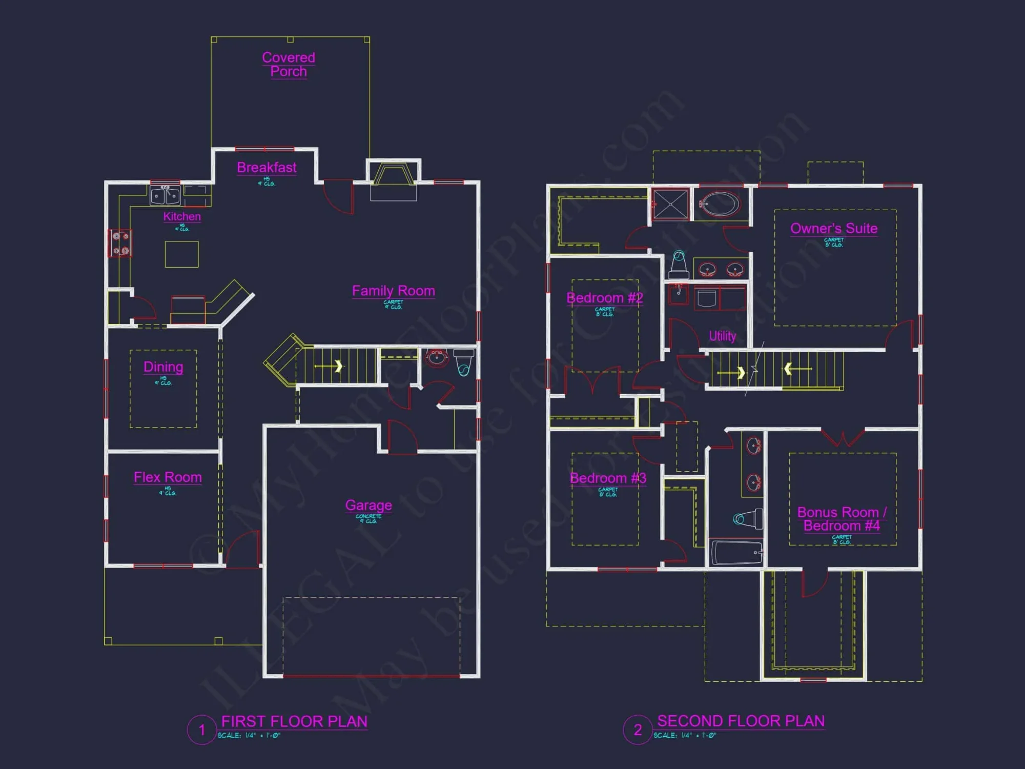 Modern Craftsman house Floor Plan: 4 Bedrooms, 2.5 Baths