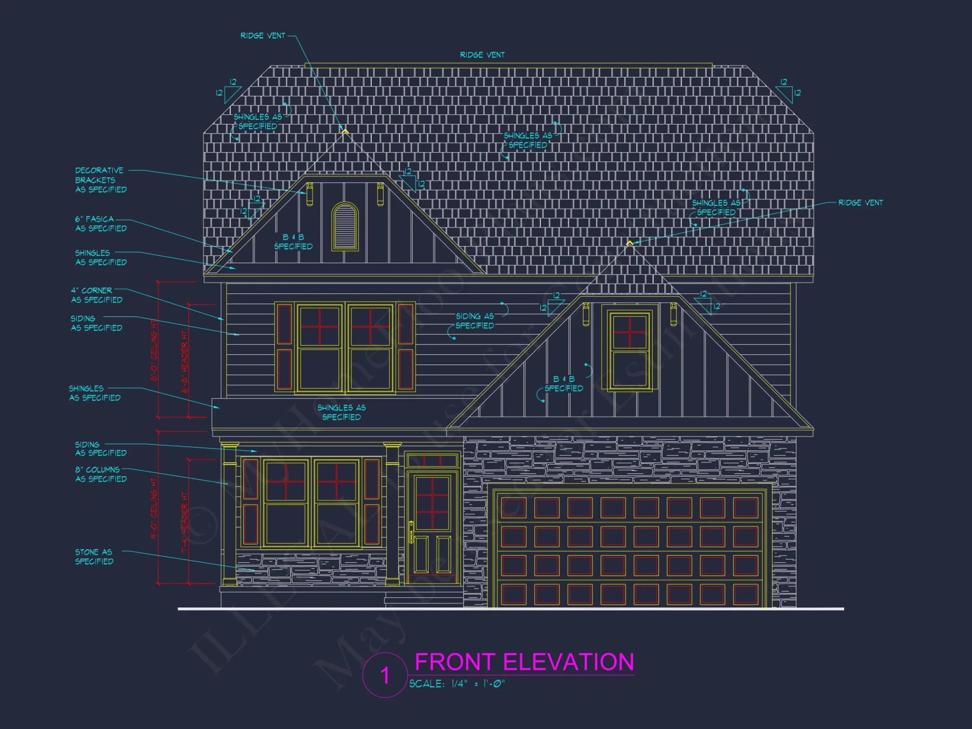 Modern Craftsman house Floor Plan: 4 Bedrooms, 2.5 Baths