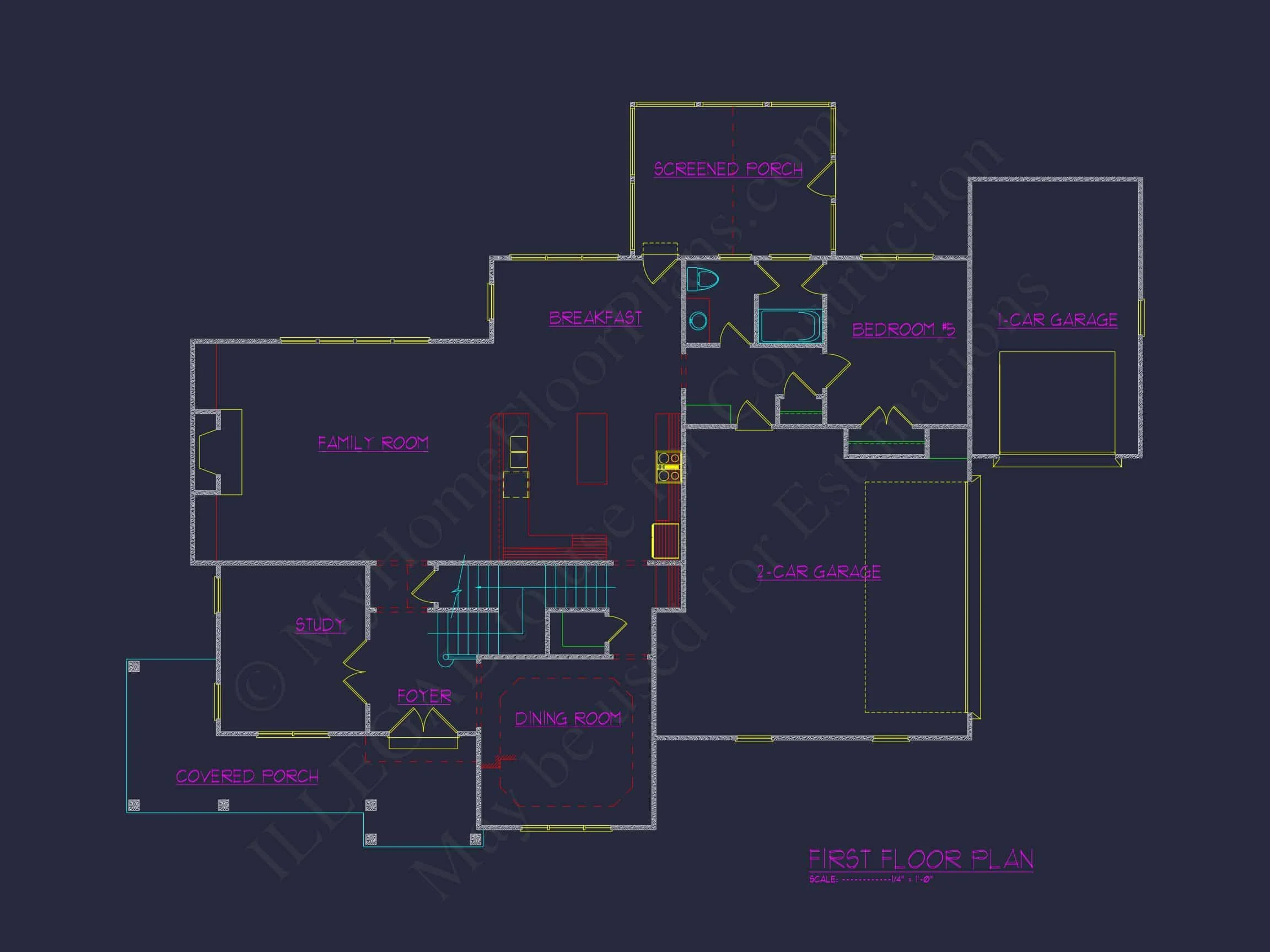 Elegant house Floor Plan with CAD Blueprints & Architectural Designs