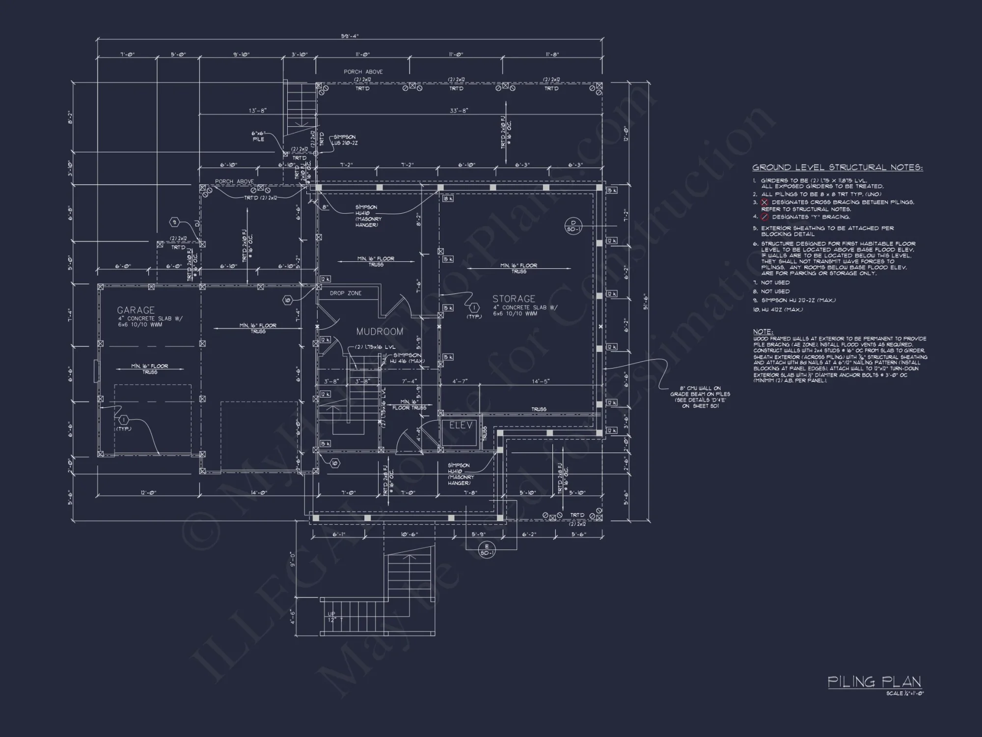 Beach Coastal house Plan with Detailed CAD Floor Designs