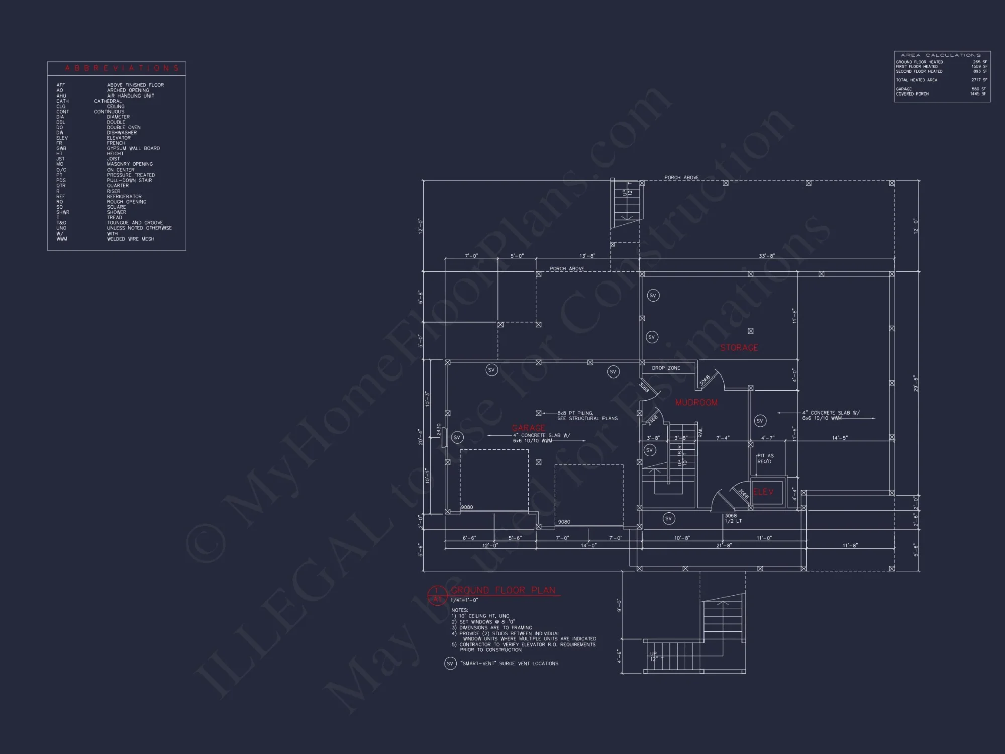 Beach Coastal house Plan with Detailed CAD Floor Designs