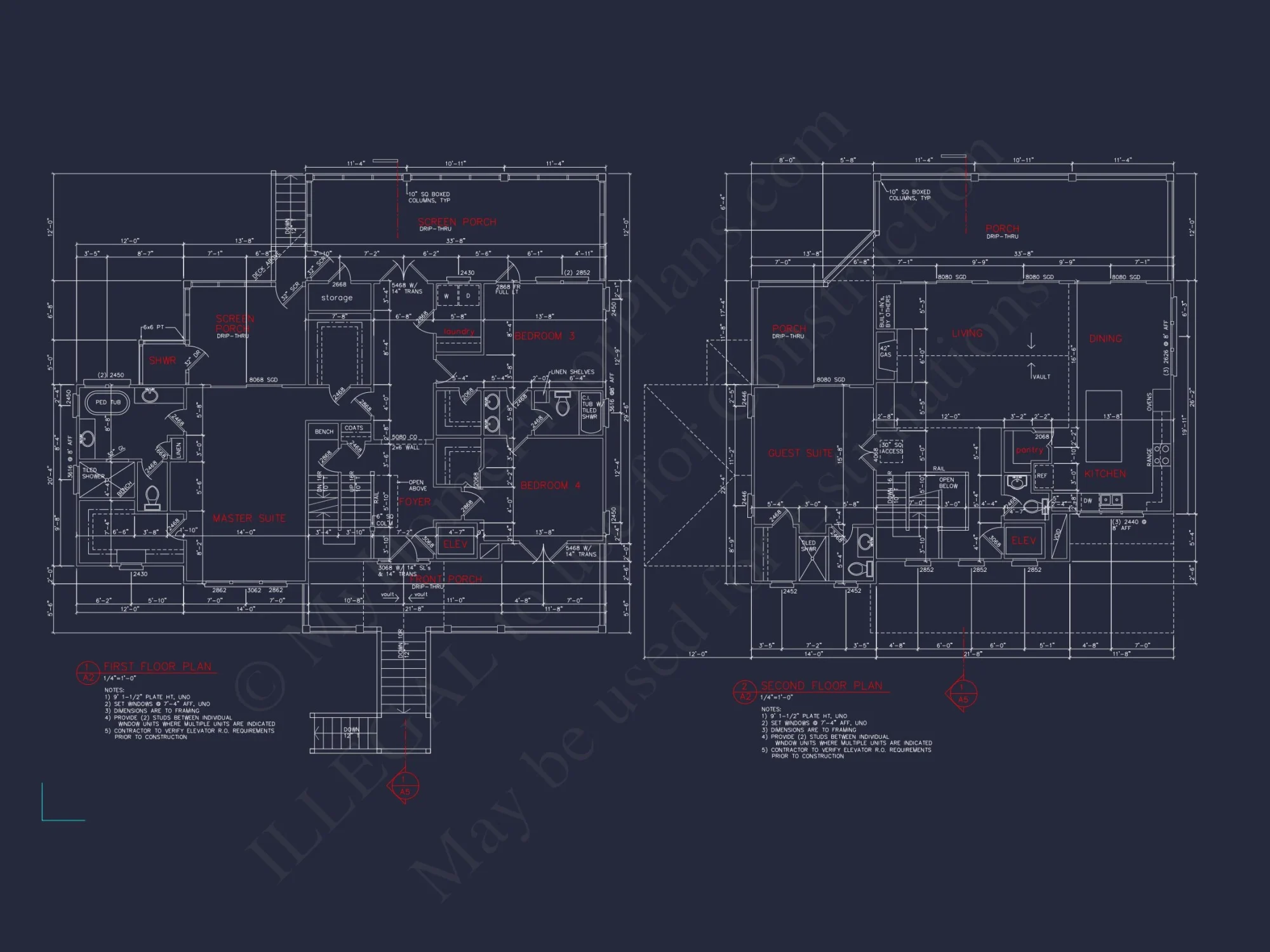 Beach Coastal house Plan with Detailed CAD Floor Designs