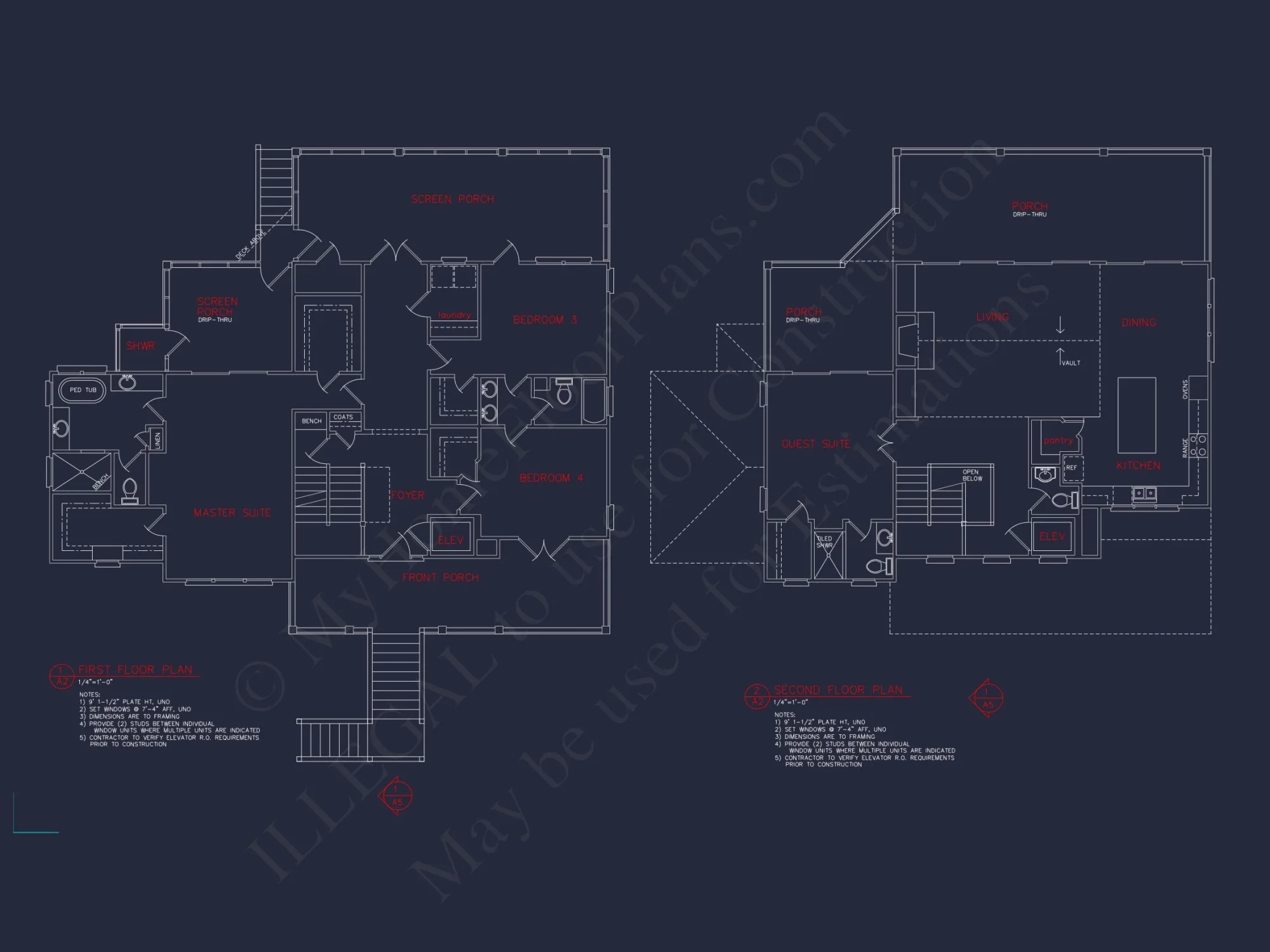 Beach Coastal house Plan with Detailed CAD Floor Designs